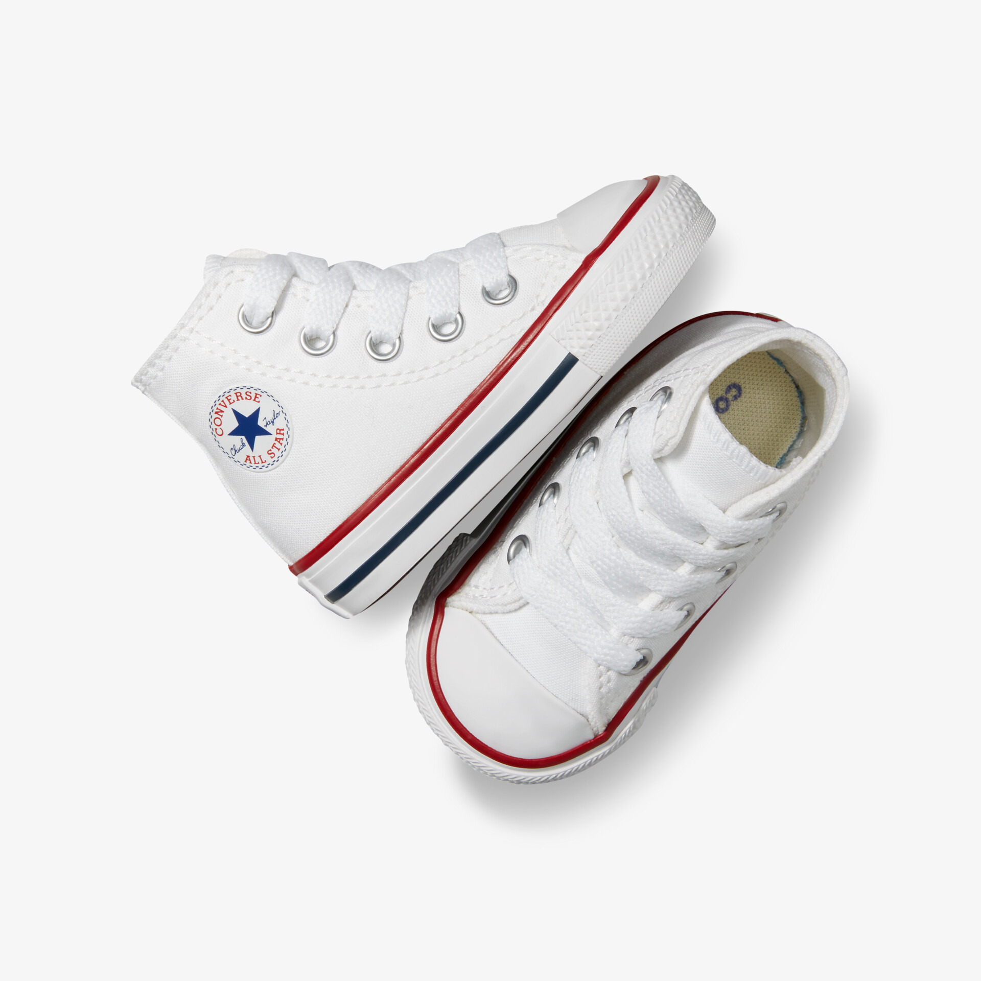 Weißes Sneaker-Paar mit hohem Schaft, robustem Design und bequemer Passform, ideal für den Alltag