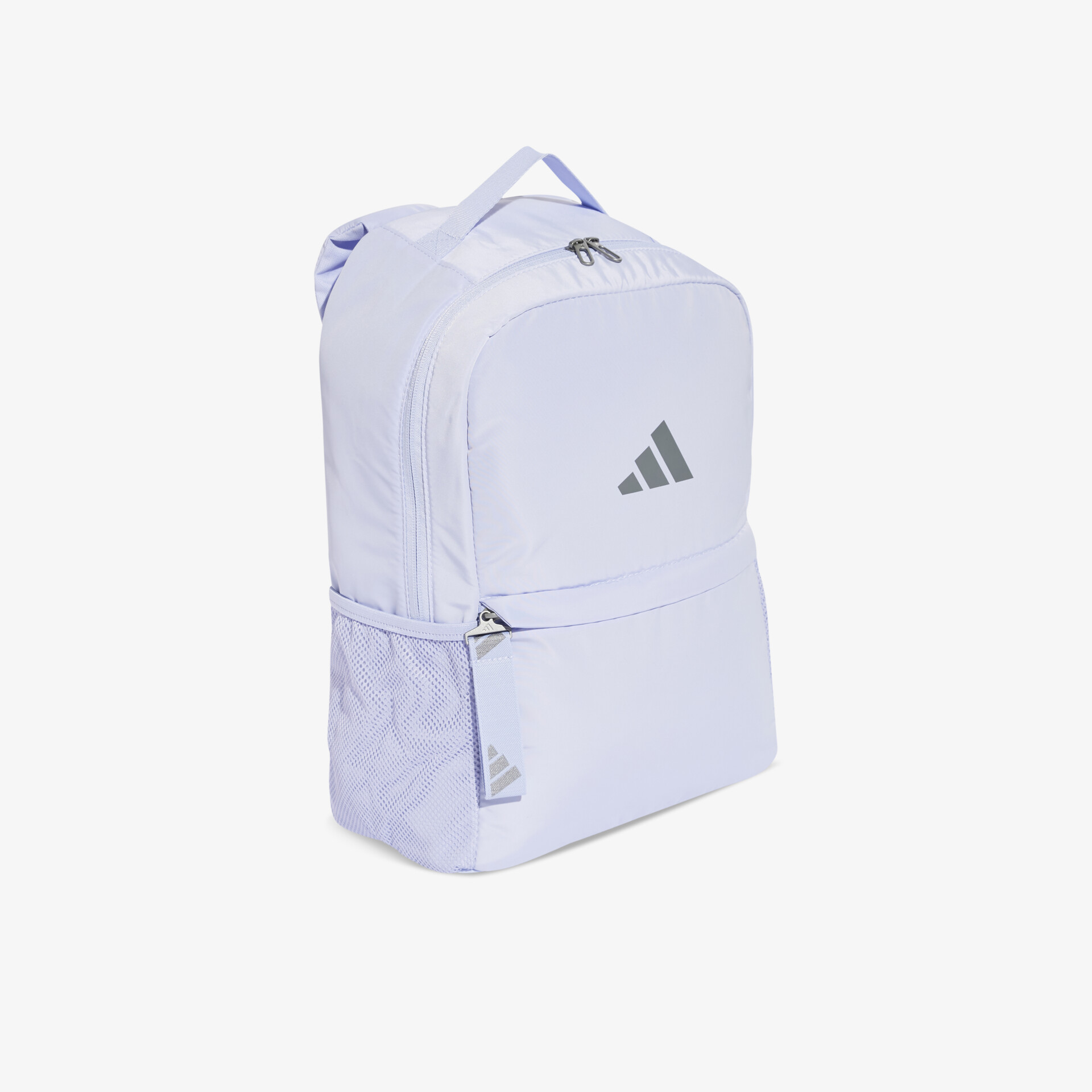 Moderner weißer Rucksack mit reflektierendem Logo, mehreren Fächern und praktischem Tragegriff für vielseitige Nutzung