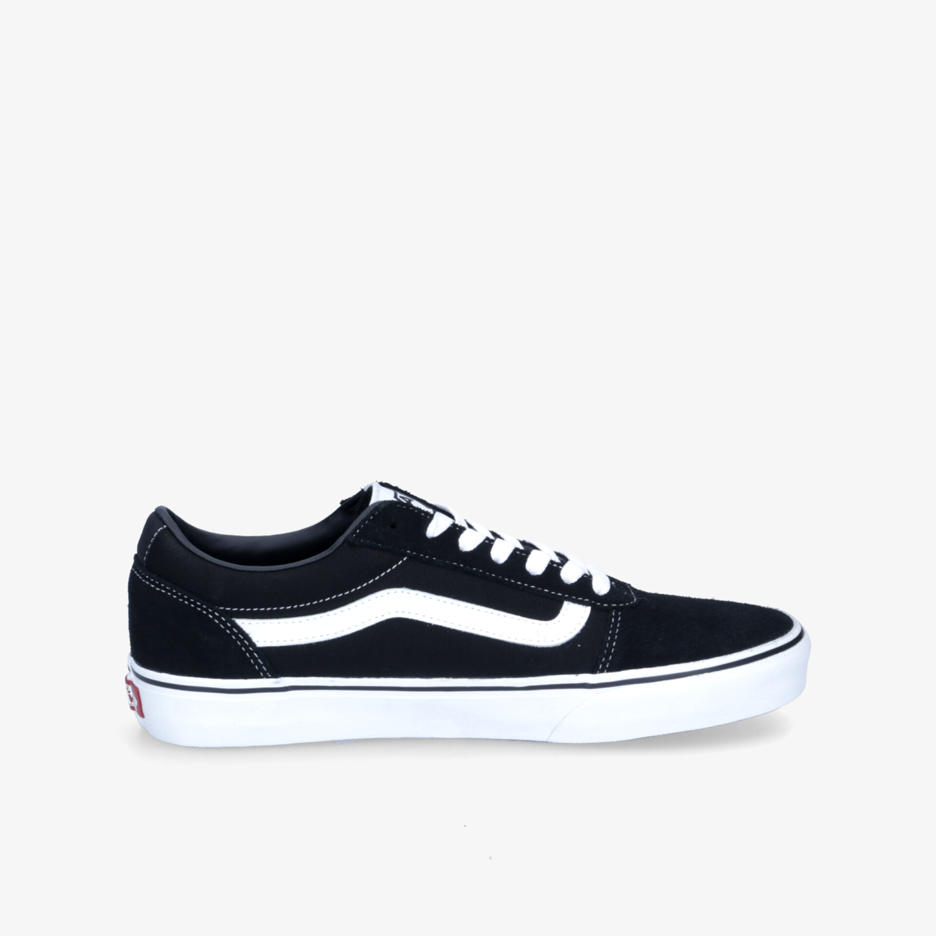 Schwarze Sneaker mit weißem Akzent und klassischer Form. Ideal für Alltag und Freizeit.