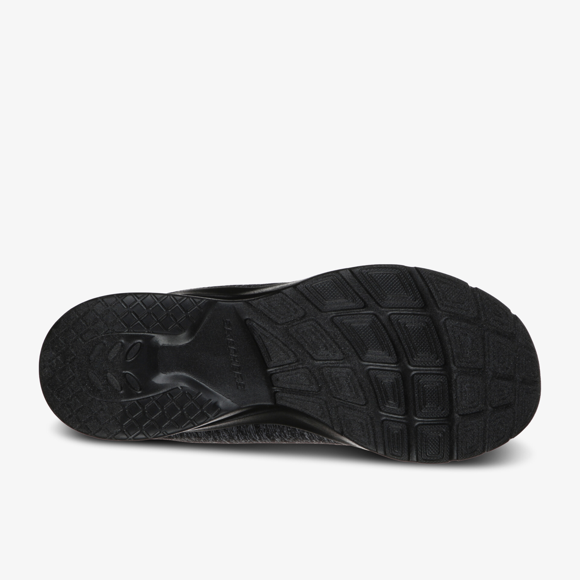 Rutschfeste und strapazierfähige schwarze Schuhsohle mit ergonomischem Design für komfortables Tragen.