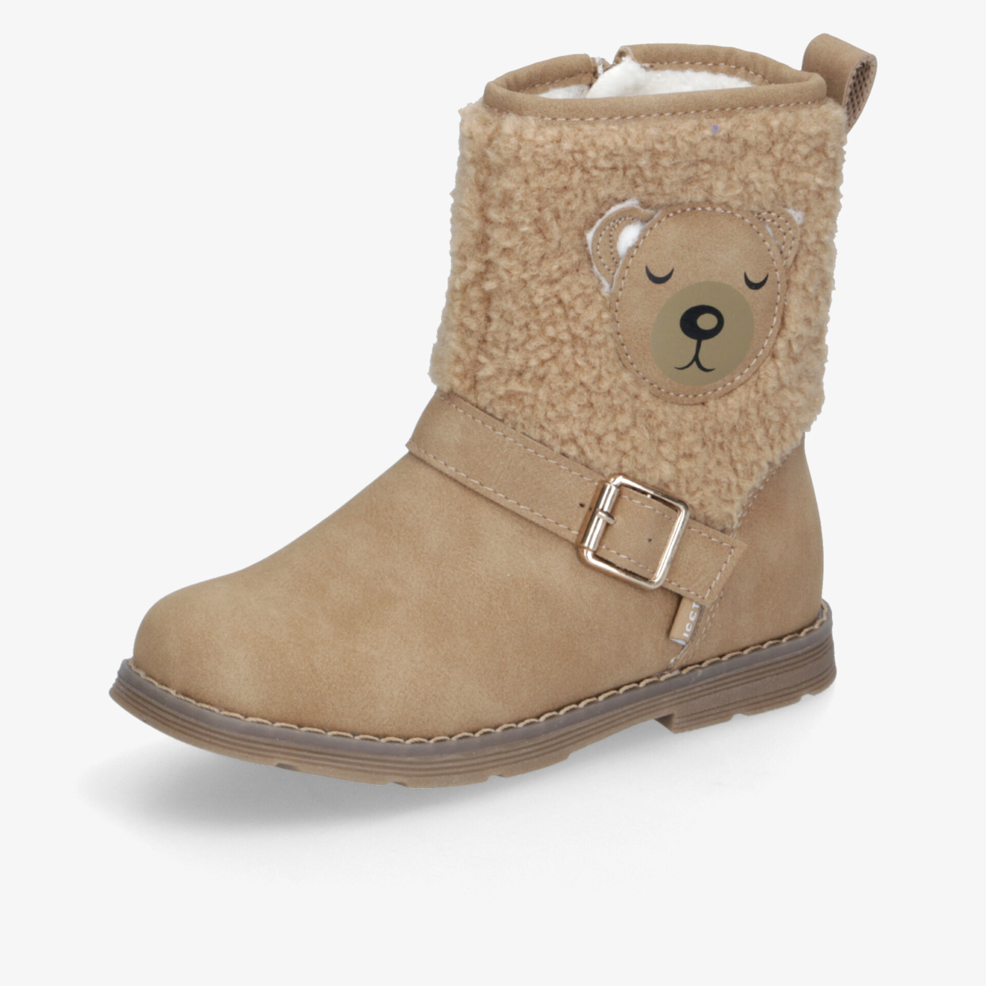 Kuscheliger brauner Winterstiefel mit weichem Futter, rutschfester Sohle und dekorativem Bärenmotiv