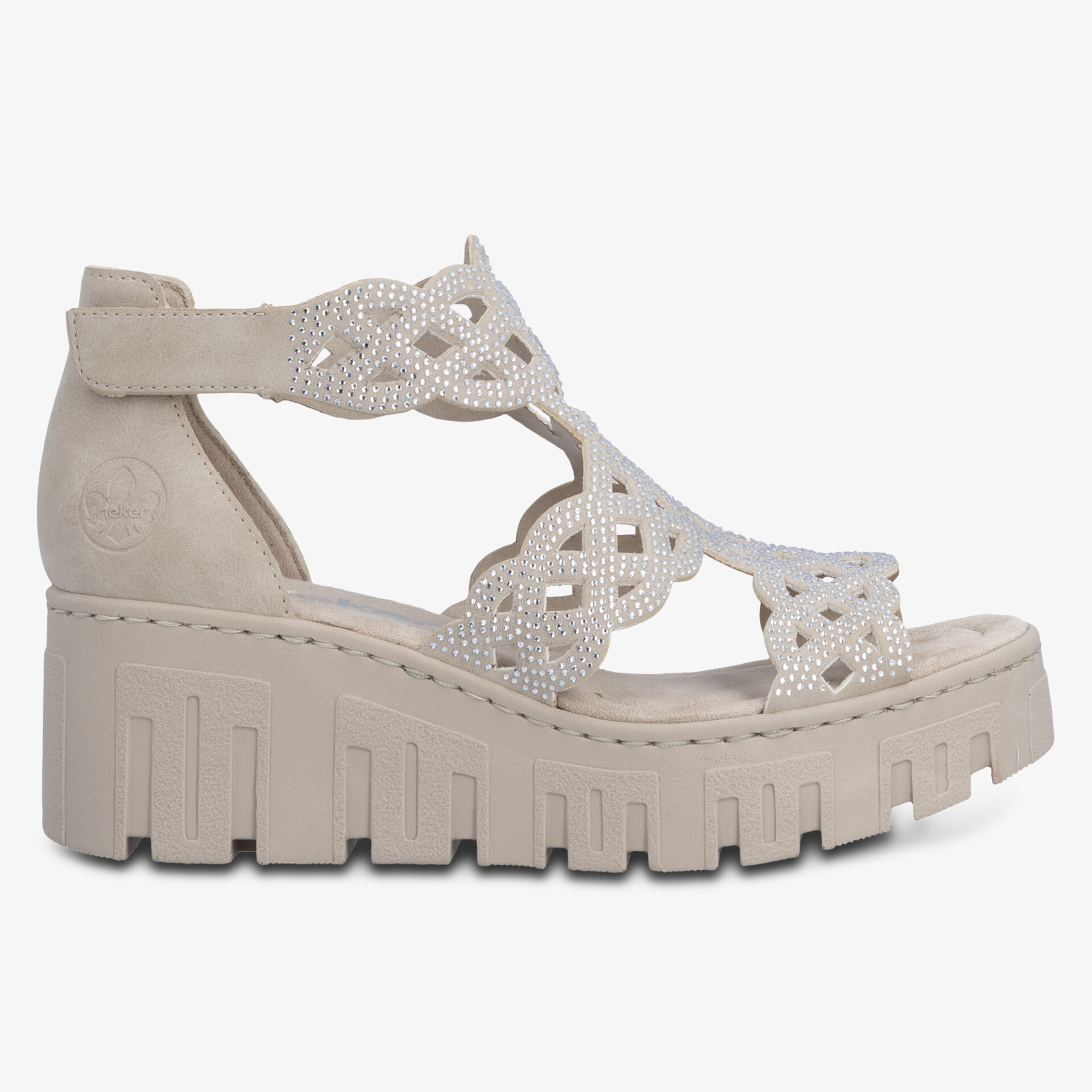 Bequeme Sandale mit gepolsterter Sohle und stabilem Profil, verstellbarer Klettverschluss und modischem Muster