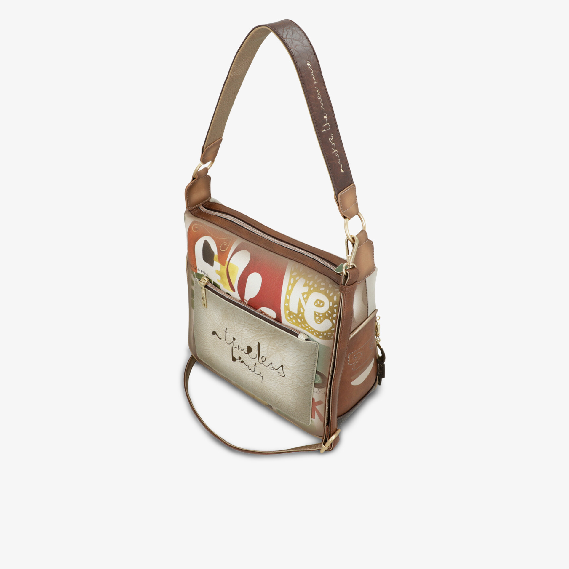 Farbenfrohe Schultertasche mit spannendem Muster und praktischem Stauraum