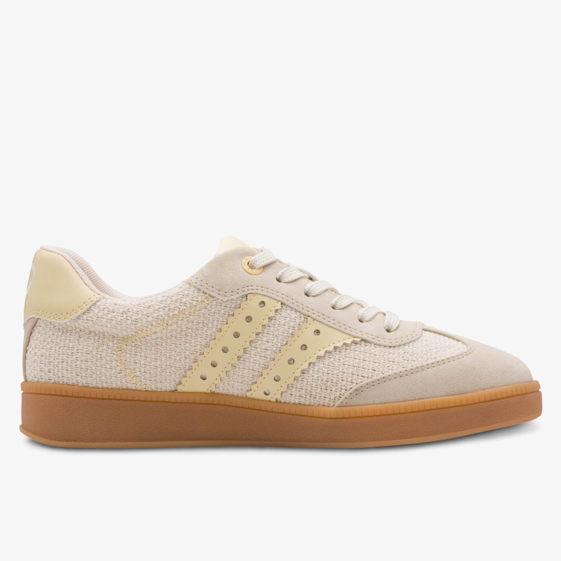 Beiger Sneaker mit atmungsaktivem Material und rutschfester Sohle für hohen Komfort