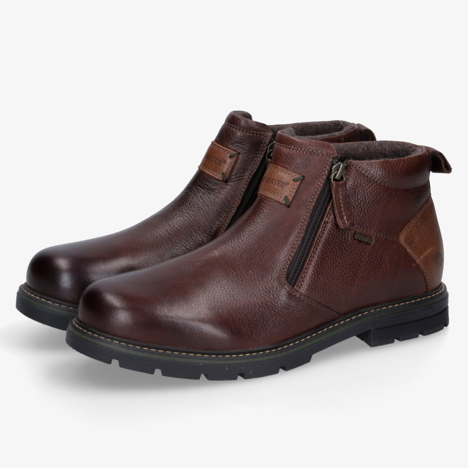 Stilvolle braune Lederstiefel mit Reißverschluss, rutschfeste Sohle, ideal für Komfort und Haltbarkeit.