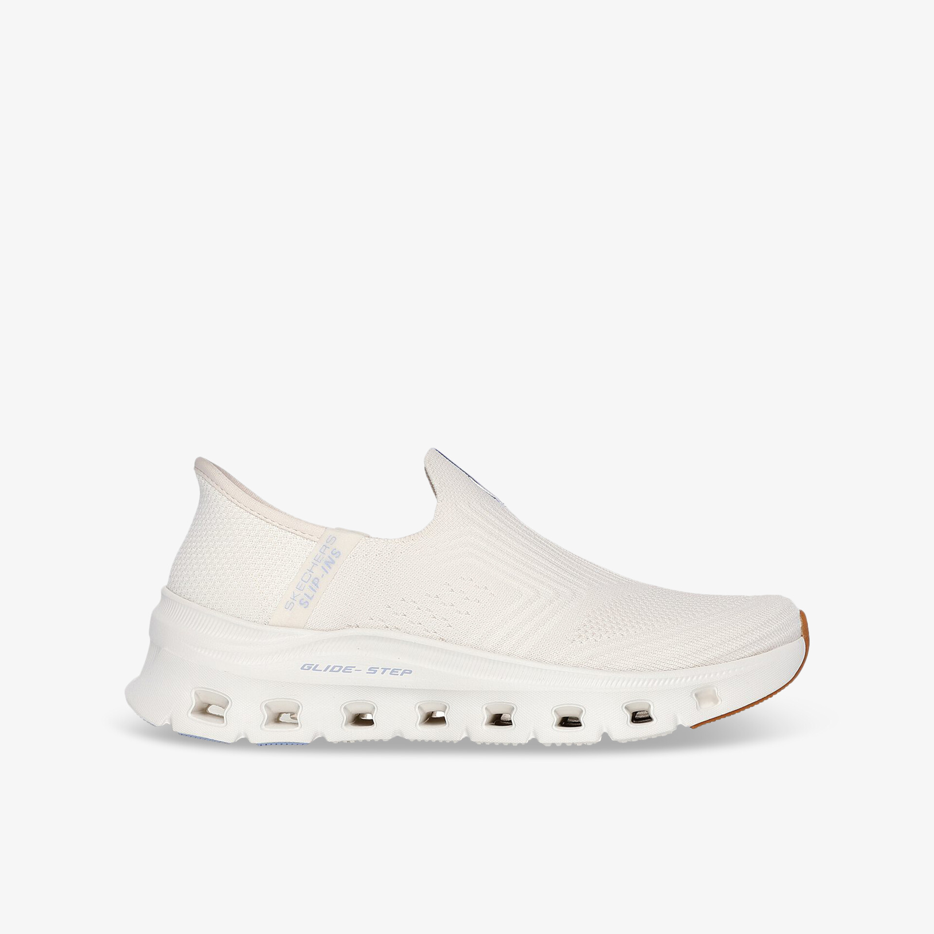 Leichter, bequemer Sneaker mit elastischem Material und rutschfester, federnder Sohle in seitlicher Ansicht