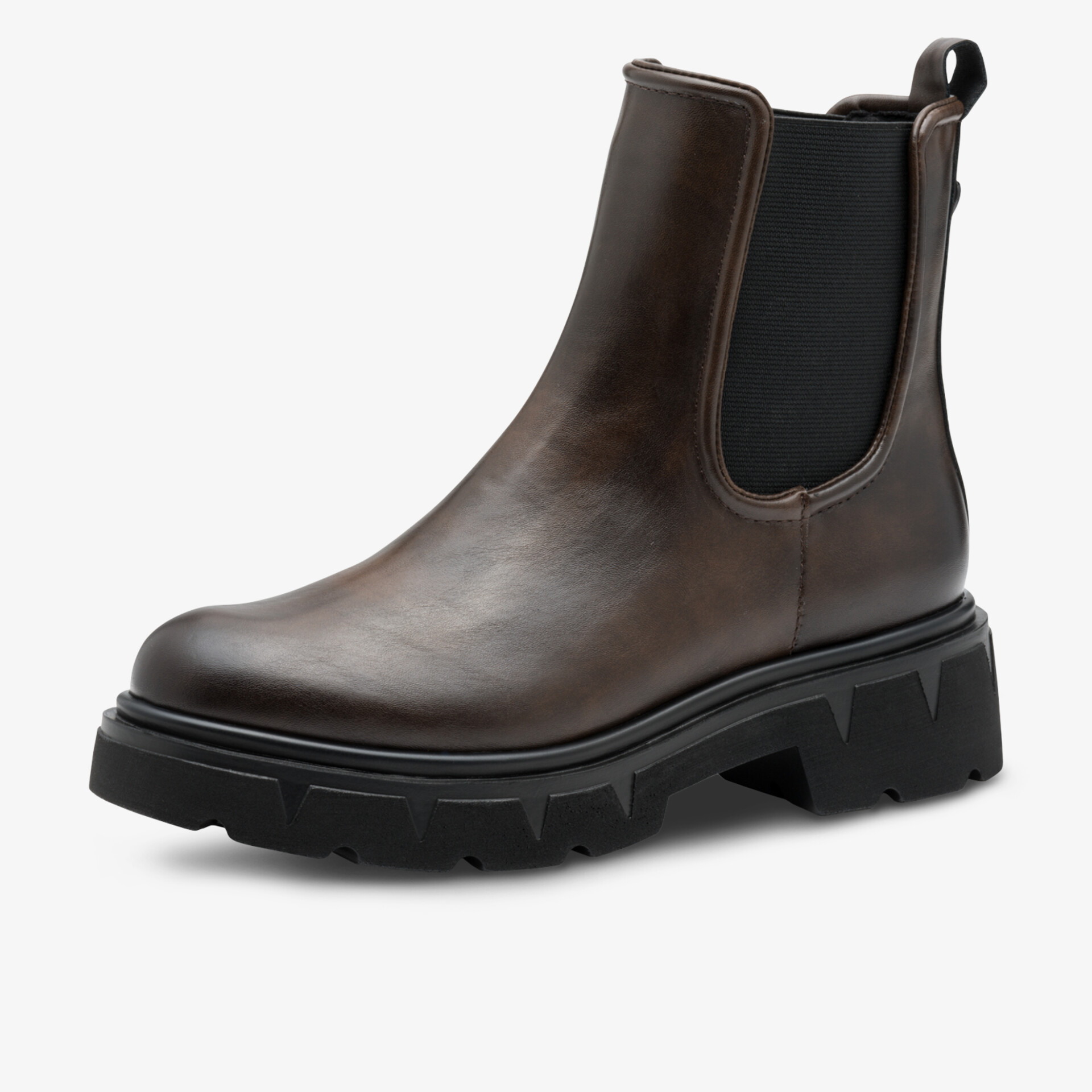 Robuster brauner Chelsea Boots mit elastischen Seiteneinsätzen und profilierter Gummisohle für komfortablen Halt