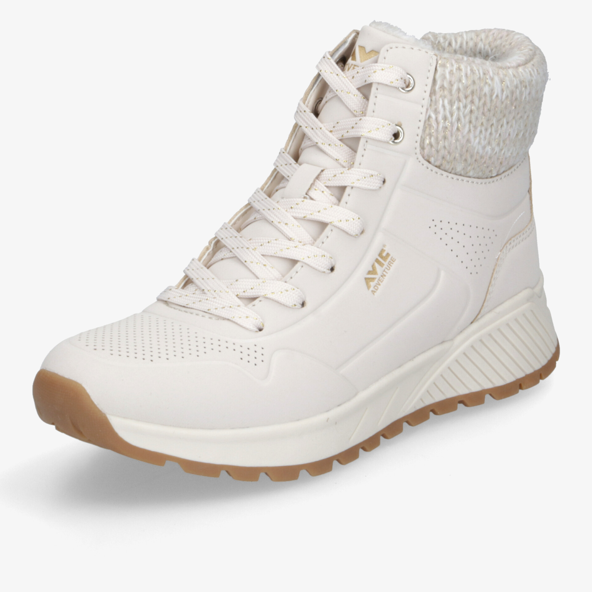 Bequemer weißer Sneakerboot mit warmem Futter und rutschfester Sohle für optimalen Halt und Tragekomfort.