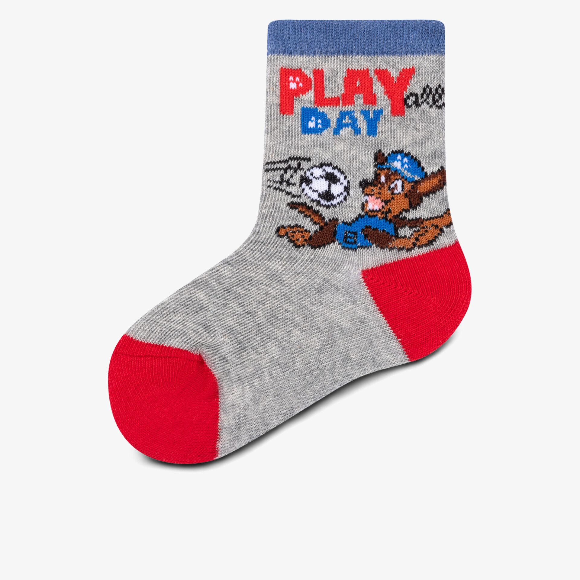 Weiche und bequeme Kindersocke mit buntem Fußball-Motiv und elastischem Abschluss für optimalen Tragekomfort