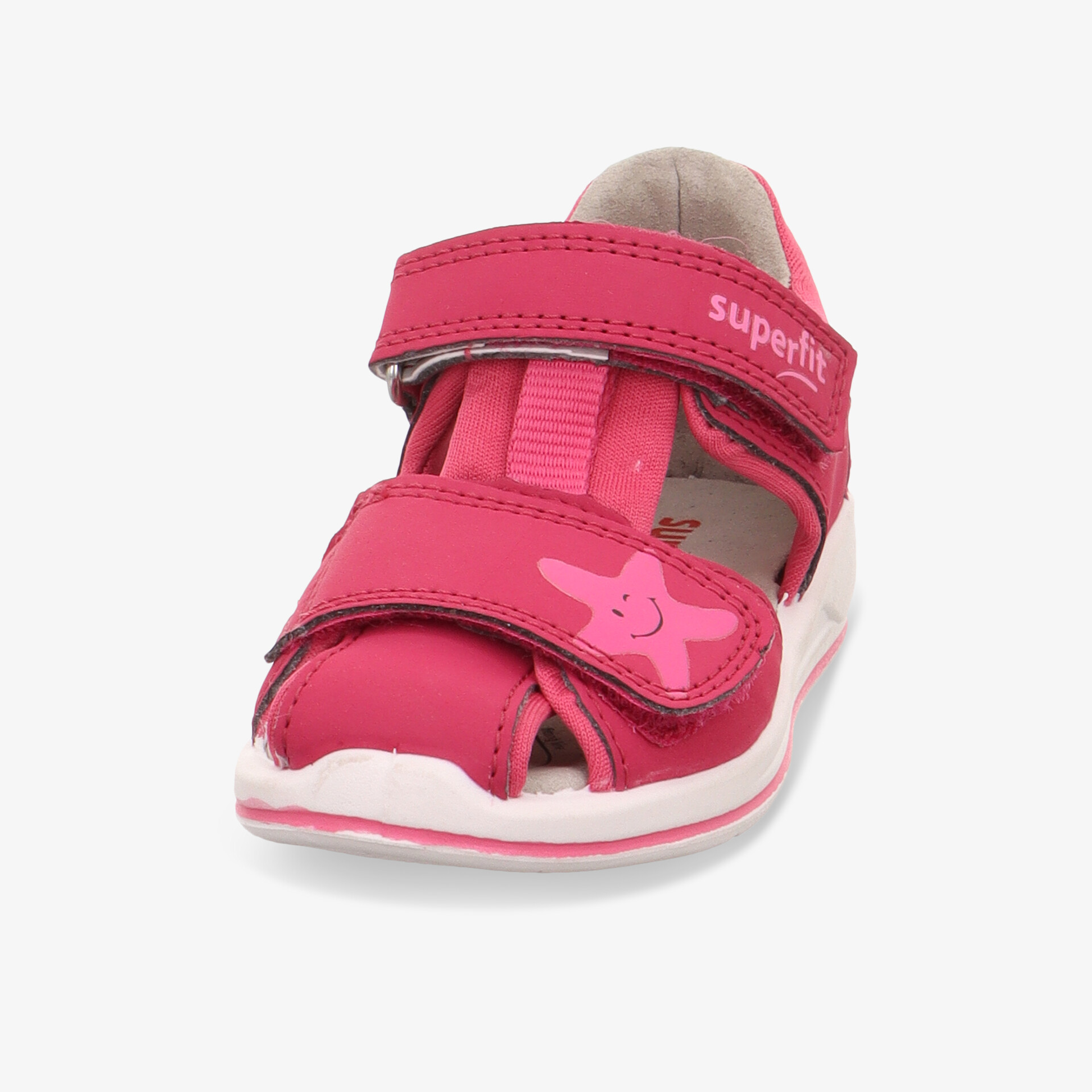 Sportliche rosa Kindersandale mit verstellbarem Klettverschluss, atmungsaktiv und mit flexibler Sohle für optimalen Tragekomfort