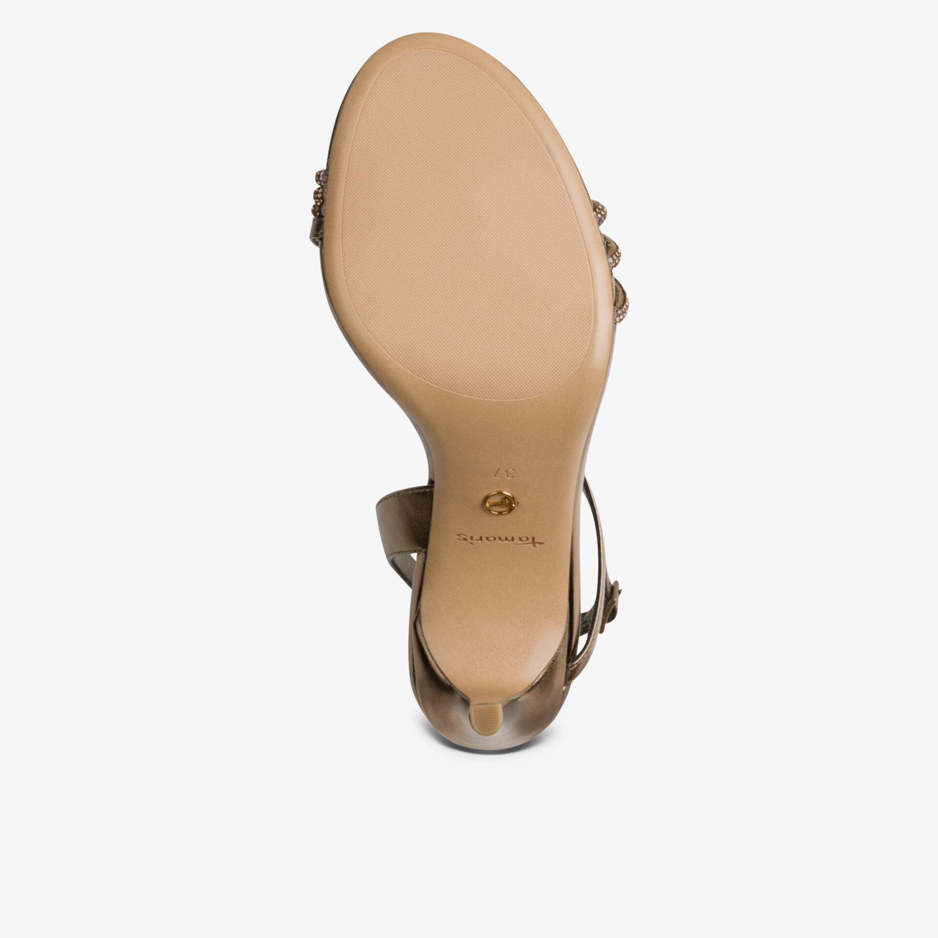 Detailaufnahme der robusten und formschönen Schuhsohle mit elegantem Absatz