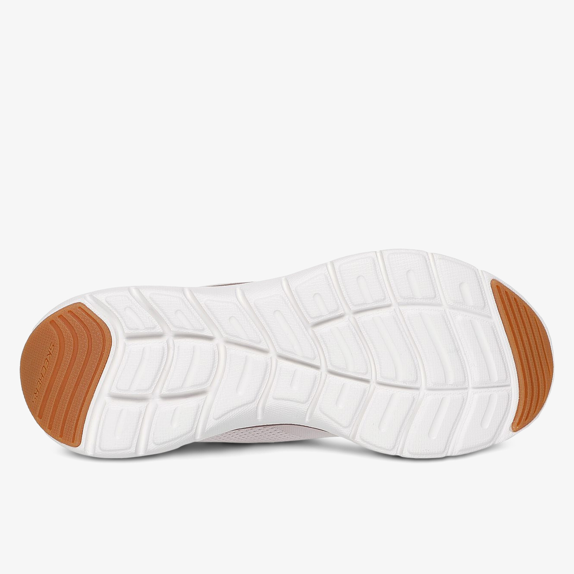 Weiße flexible rutschfeste Laufsohle mit braunen Gummieinsätzen für optimale Traktion und Komfort