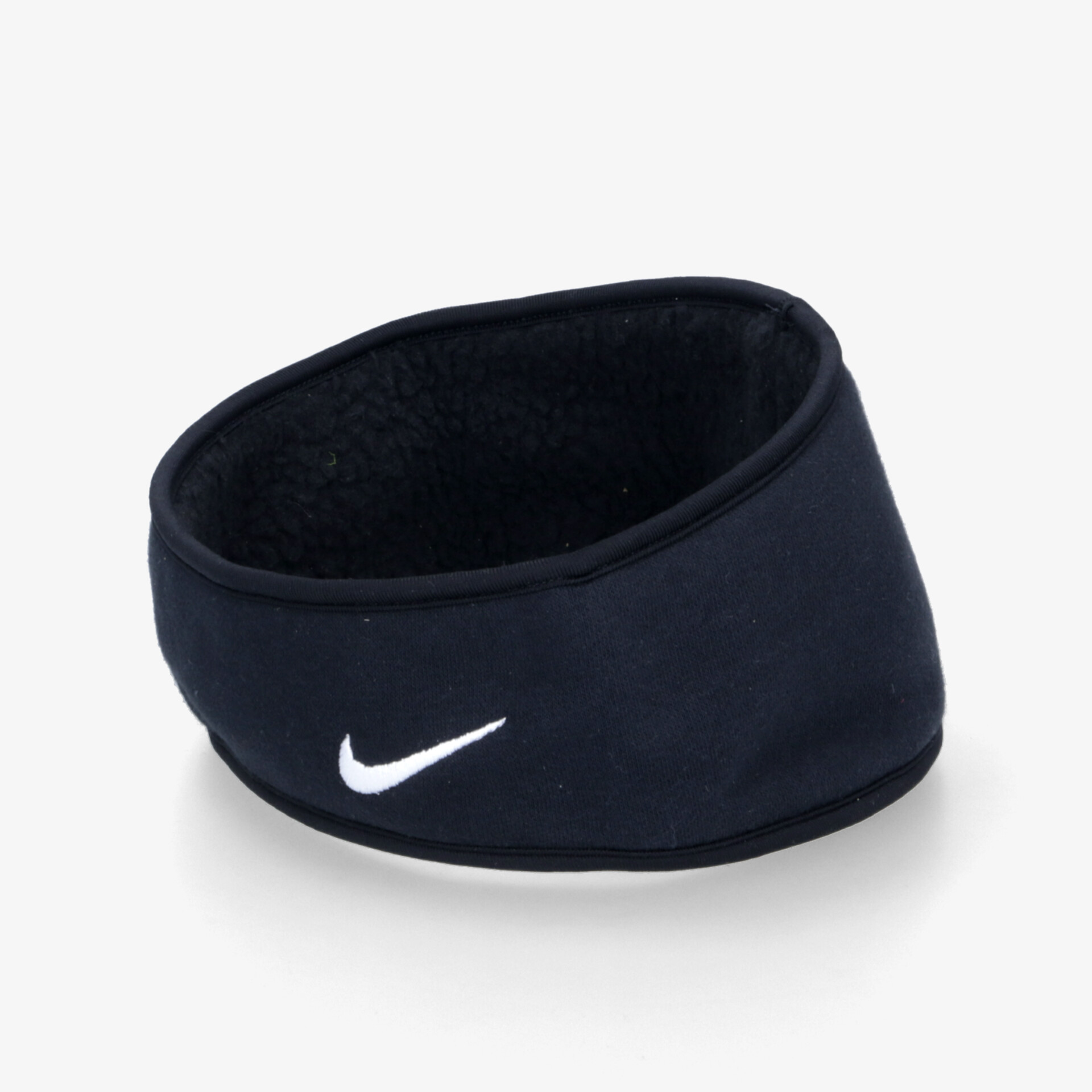 Schwarzes Nike Stirnband aus elastischem, atmungsaktivem Material mit weißem Logo für optimalen Tragekomfort
