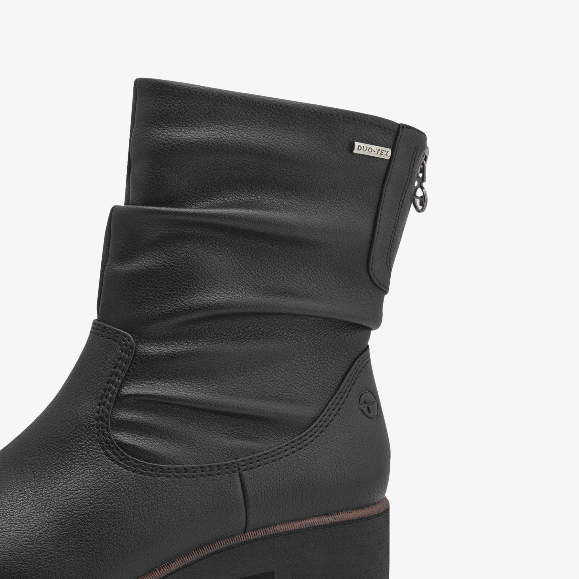 Schwarzer Stiefel mit hohem Schaft und Reißverschluss, weiches Material für komfortablen Sitz