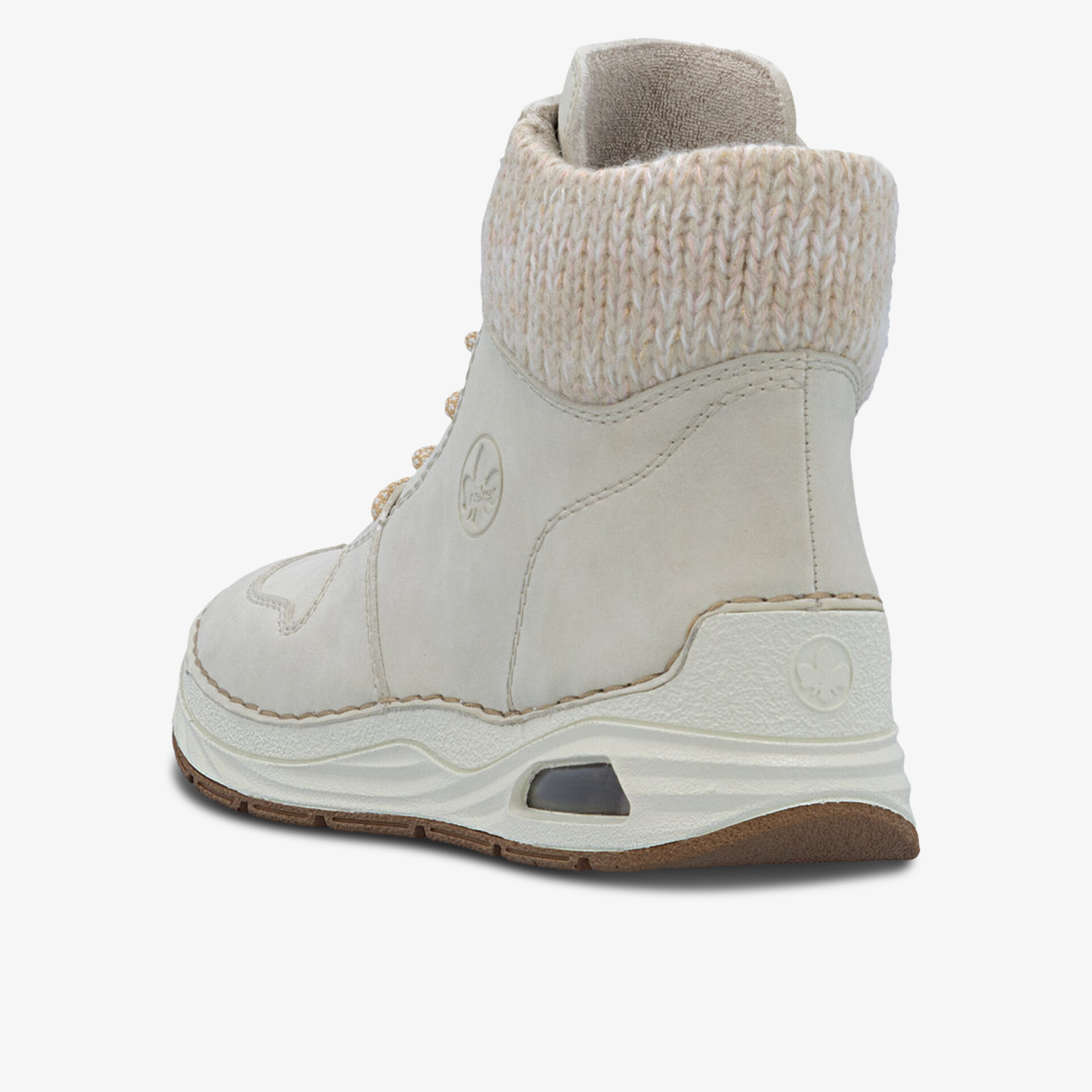 Bequemer heller Stiefel mit weichem Polster und stabiler, rutschfester Sohle, Rückansicht