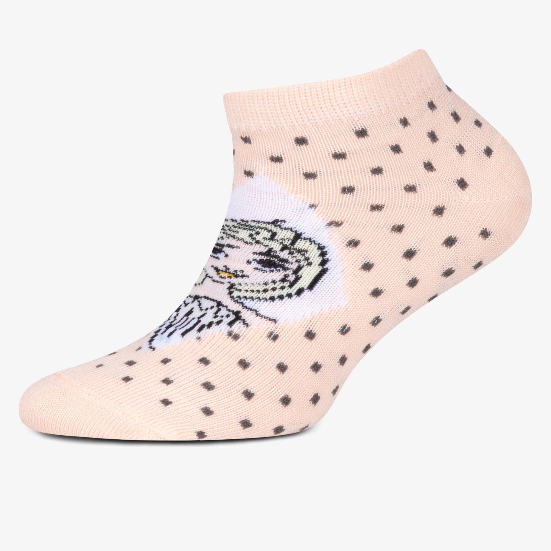 Bequeme gepunktete kurze Socke mit elastischem Bund und modischem Motiv in sanften Pastellfarben