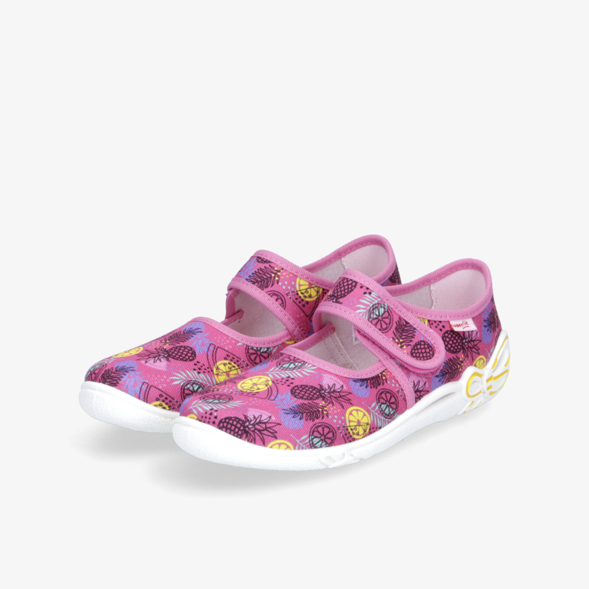 Bequemer bunter Kinderschuh in Rosa mit Blütenmuster, rutschfester Sohle und flexiblem, leichtem Design