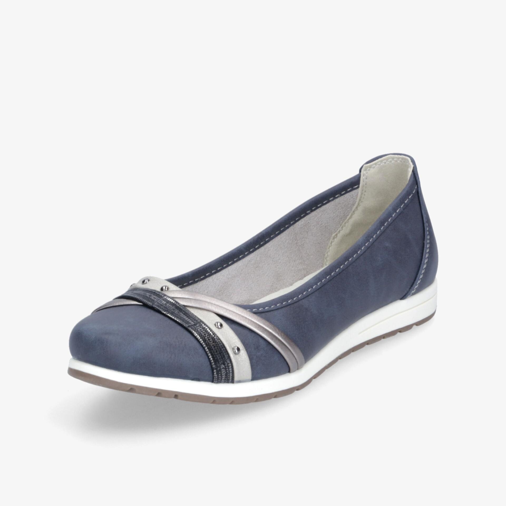 Eleganter blauer Ballerina Slipper mit dekorativer Schleife, weichem Material und flexibler, leichter Sohle für hohen Tragekomfort