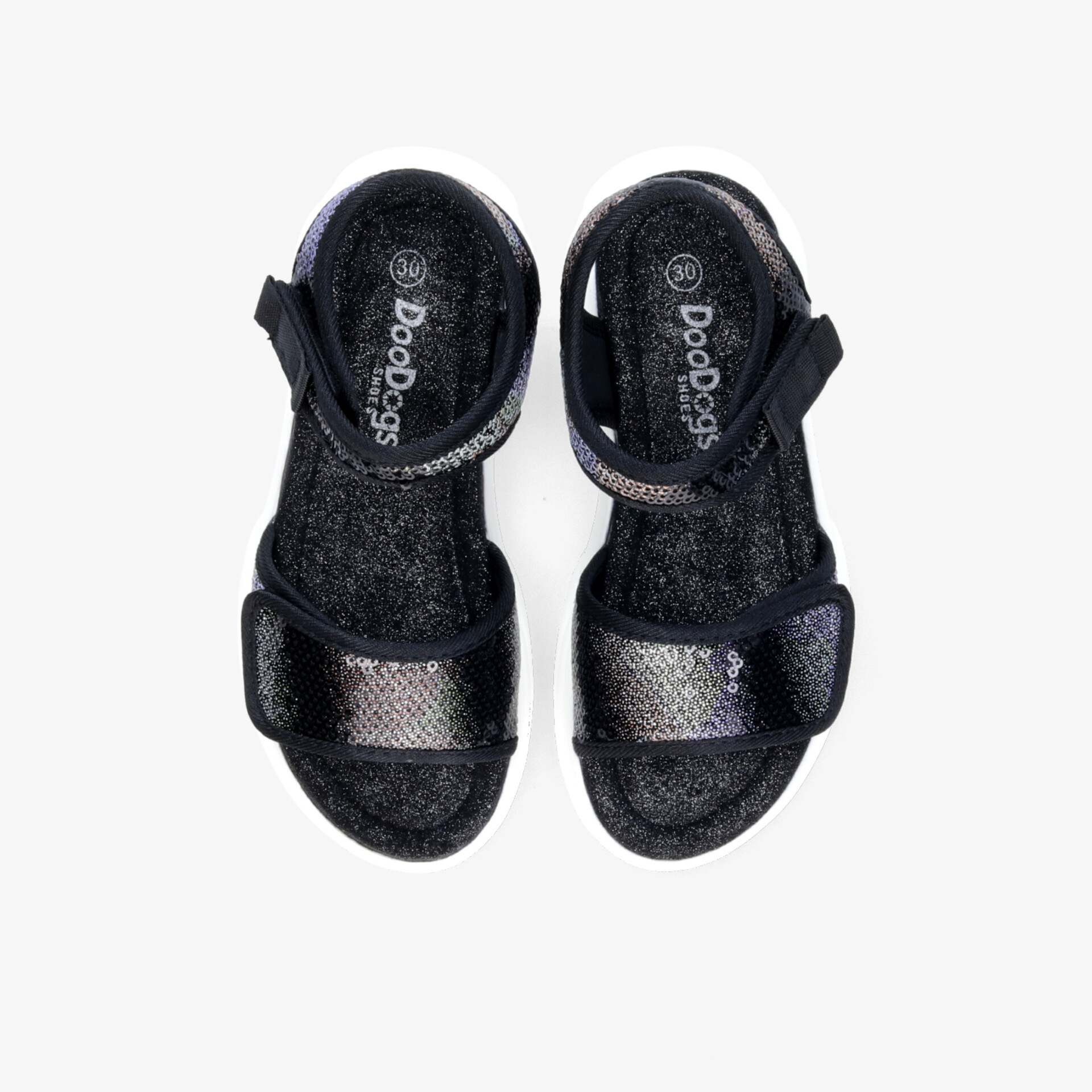 Leichte schwarze Sandalen mit verstellbarem Klettverschluss und komfortablem Fußbett, offene Zehen für optimalen Tragekomfort