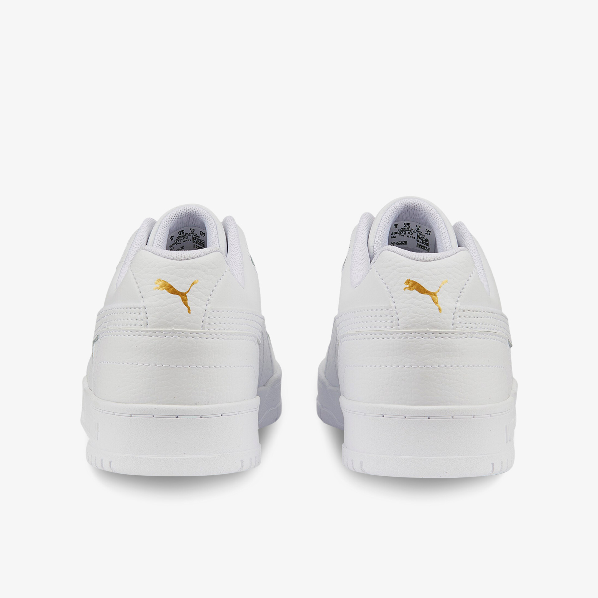 Weiße Sneaker mit goldenen Akzenten und rutschfester Sohle für stilvollen Komfort und Vielseitigkeit.