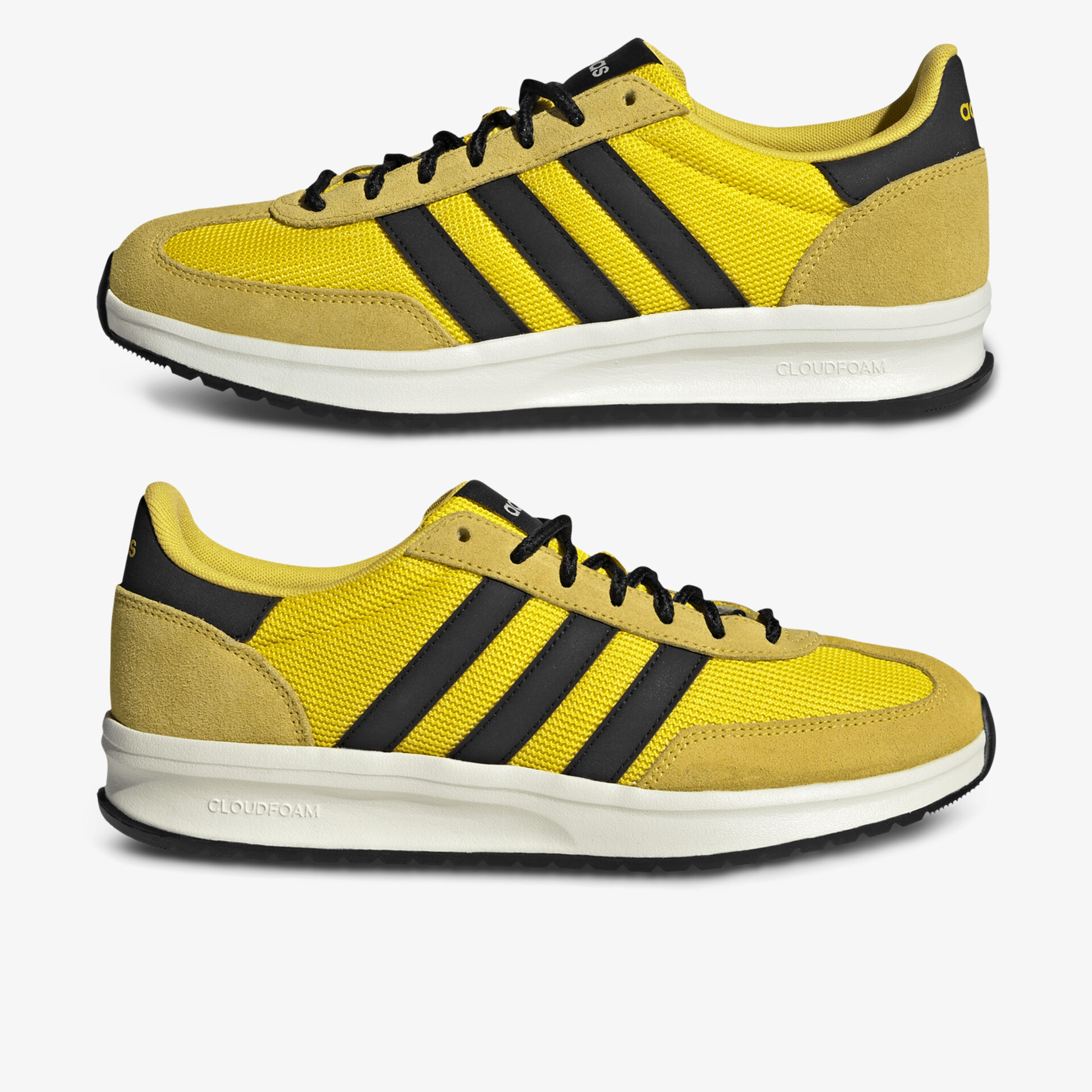 Sportlicher gelber Sneaker mit schwarzen Streifen, bequem und leicht für den Alltag