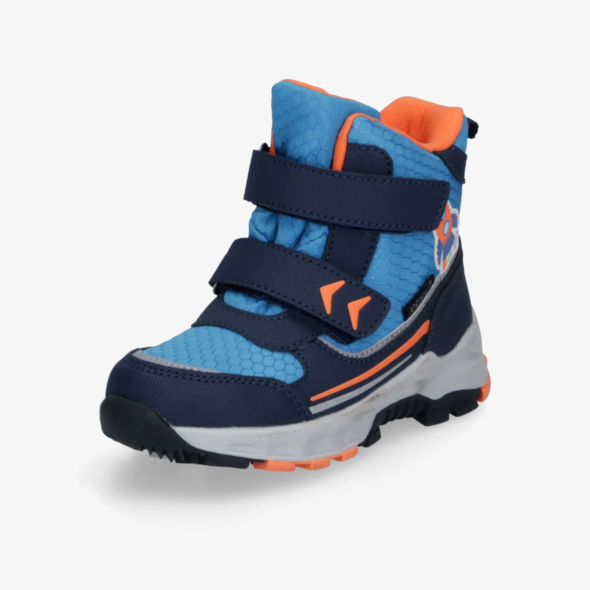 Robuster Sport-Winterstiefel in Blau und Orange mit warmer Polsterung und rutschfester Sohle