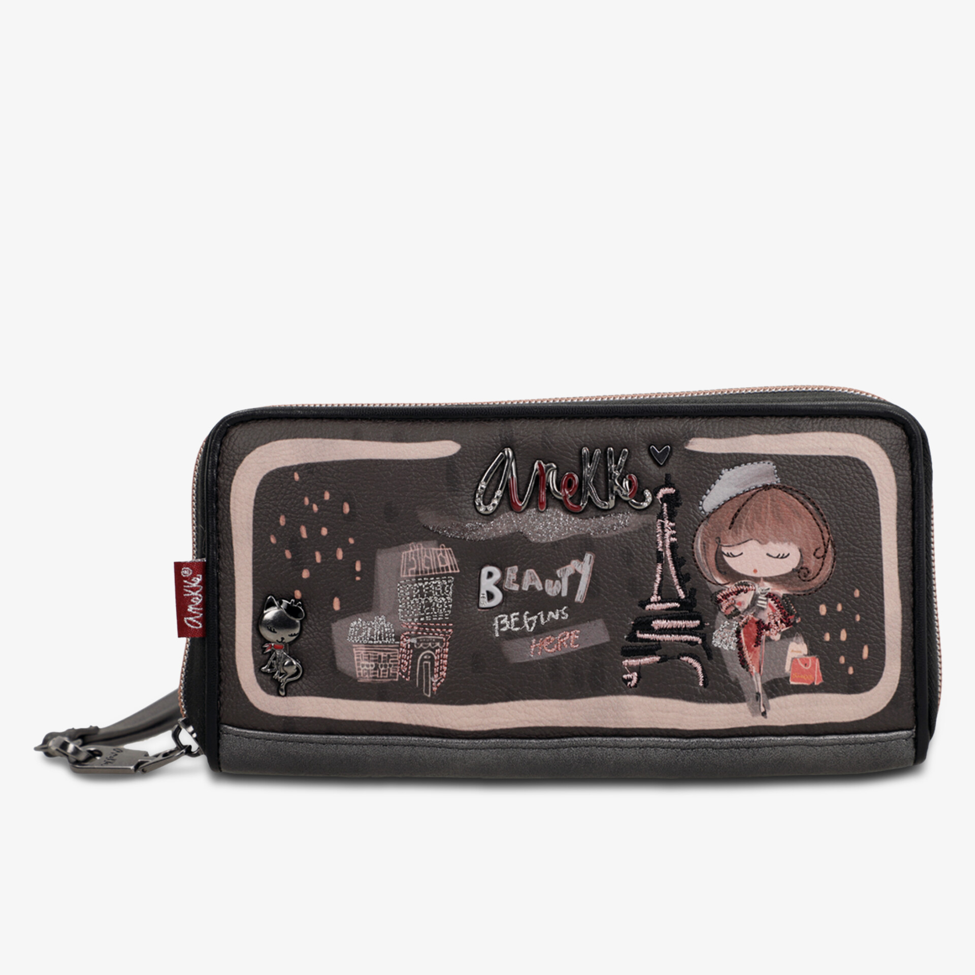 Kompaktes Portemonnaie mit Reißverschluss und modischem Design, viel Platz für Karten und Münzen