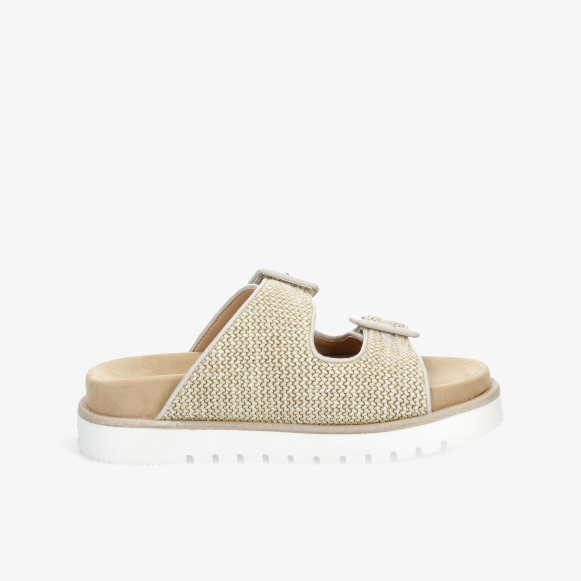 Bequeme Sandale mit atmungsaktivem Material, gepolsterter Innensohle und rutschfester weißer Sohle