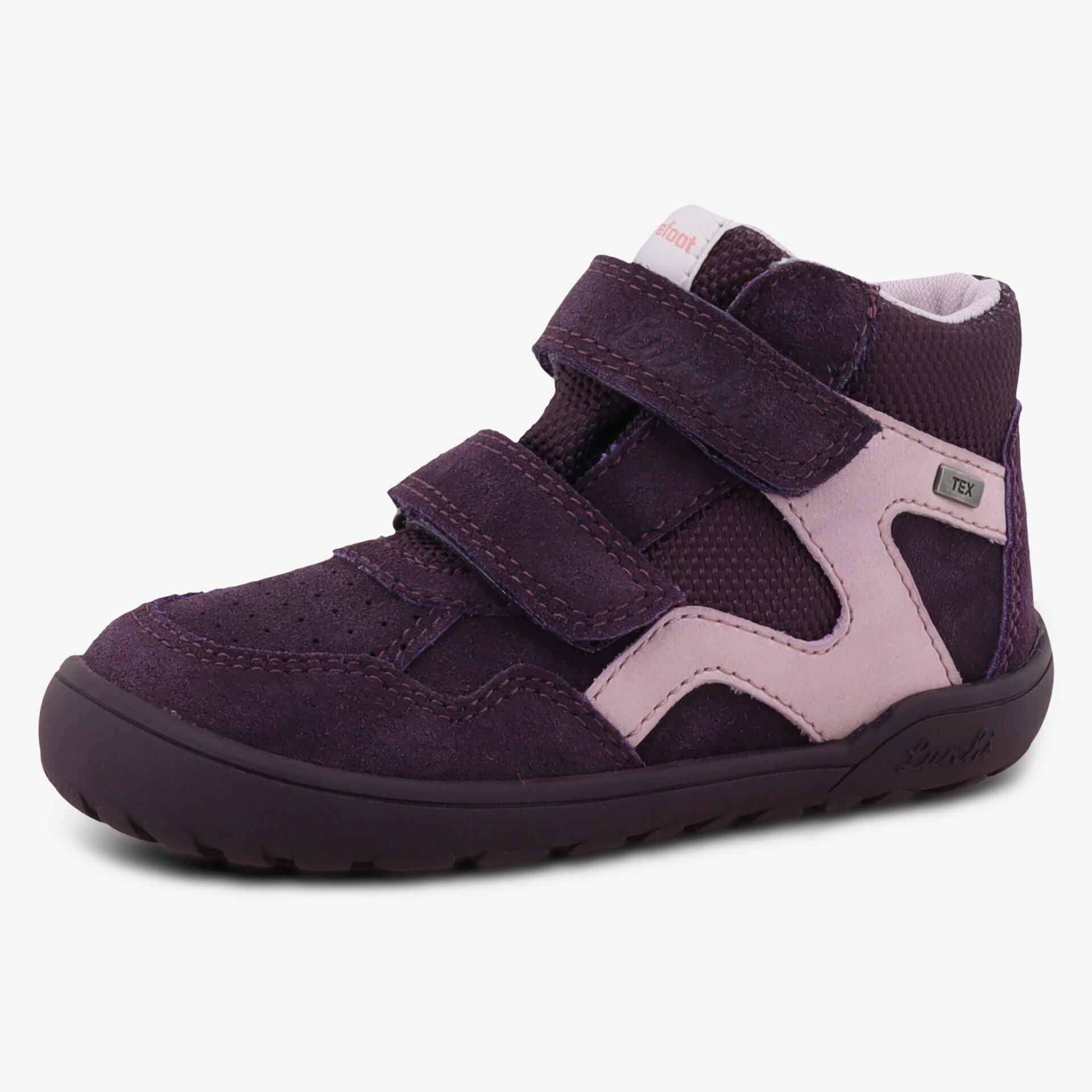 Bequemer Kinderschuh mit Veloursleder, praktischem Klettverschluss und rutschfester, flexibler Laufsohle