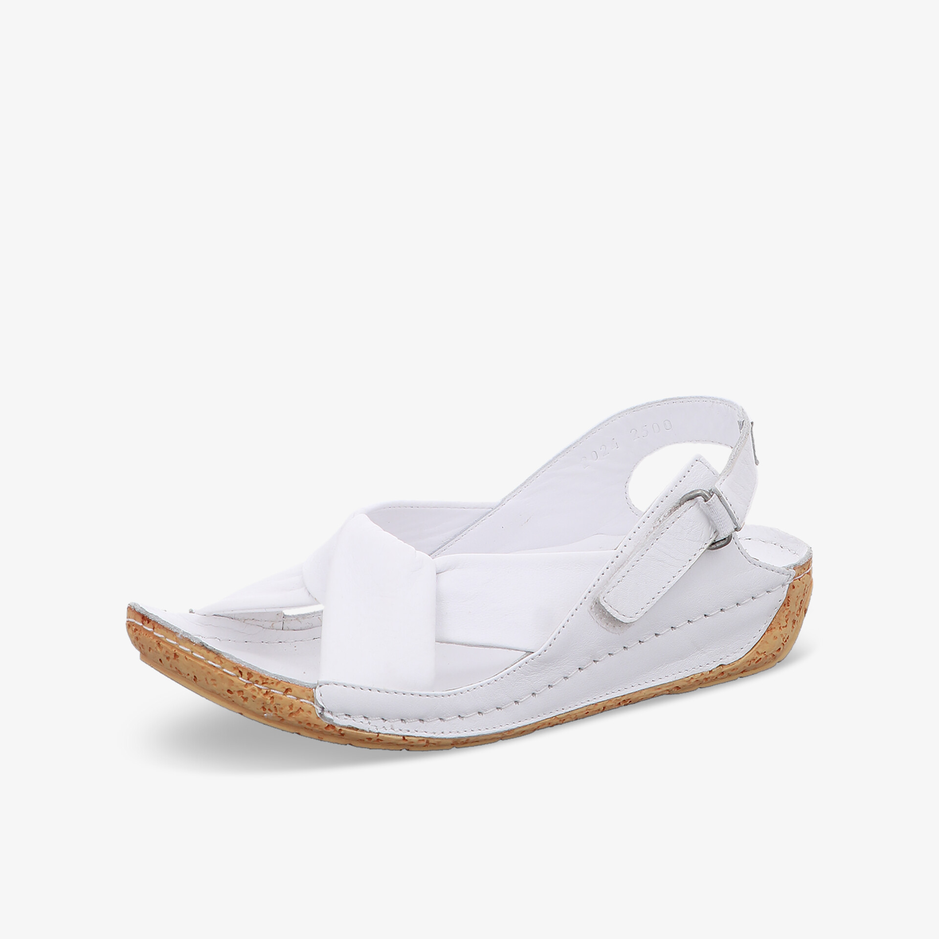 Weißer bequemer Sandale mit verstellbarem Riemen und rutschfester ergonomischer Sohle, ideal für ganztägigen Tragekomfort