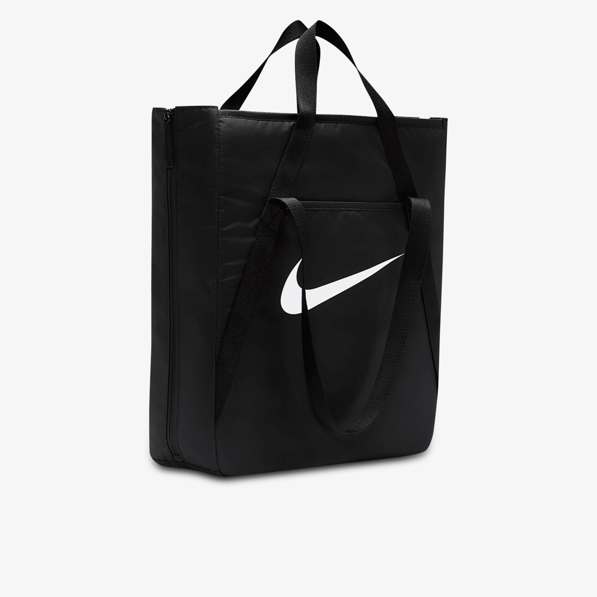 Geräumige schwarze Tasche mit auffälligem Logodruck, ideal für den Alltag