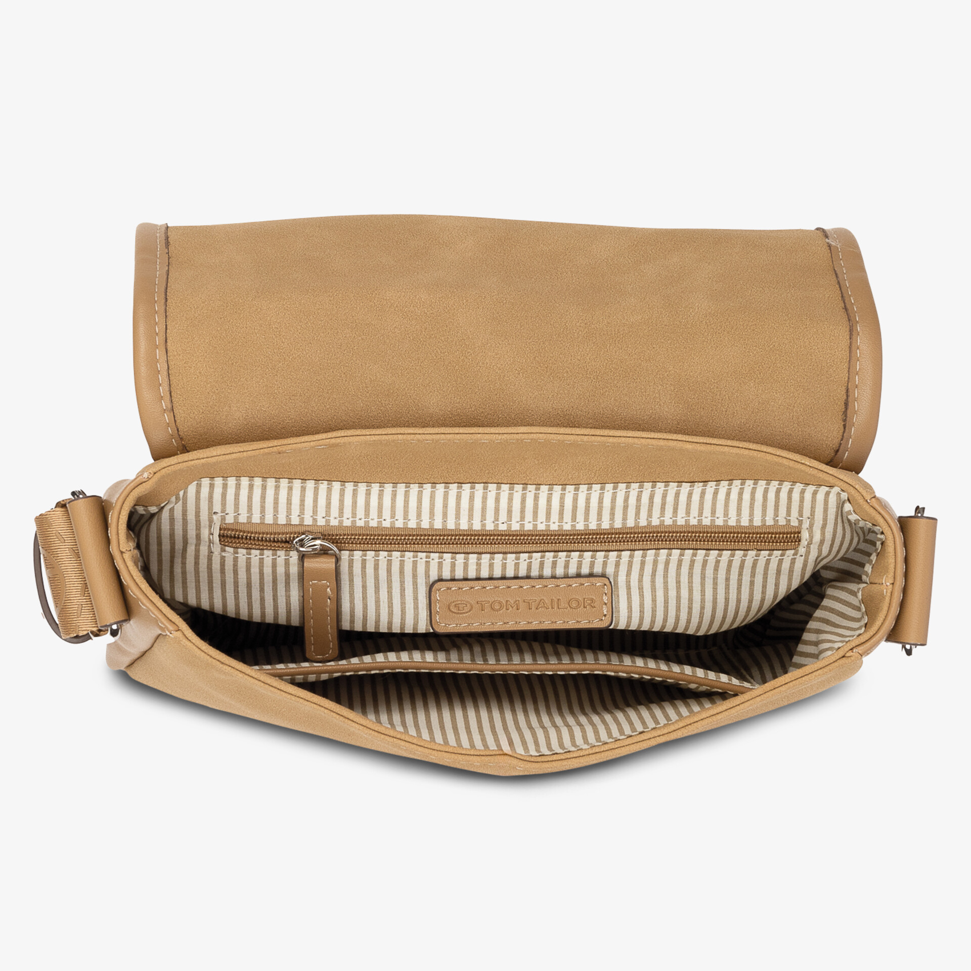 Offener Rucksack mit gut organisiertem Innenraum und stabilem Reißverschluss, hochwertiges Material