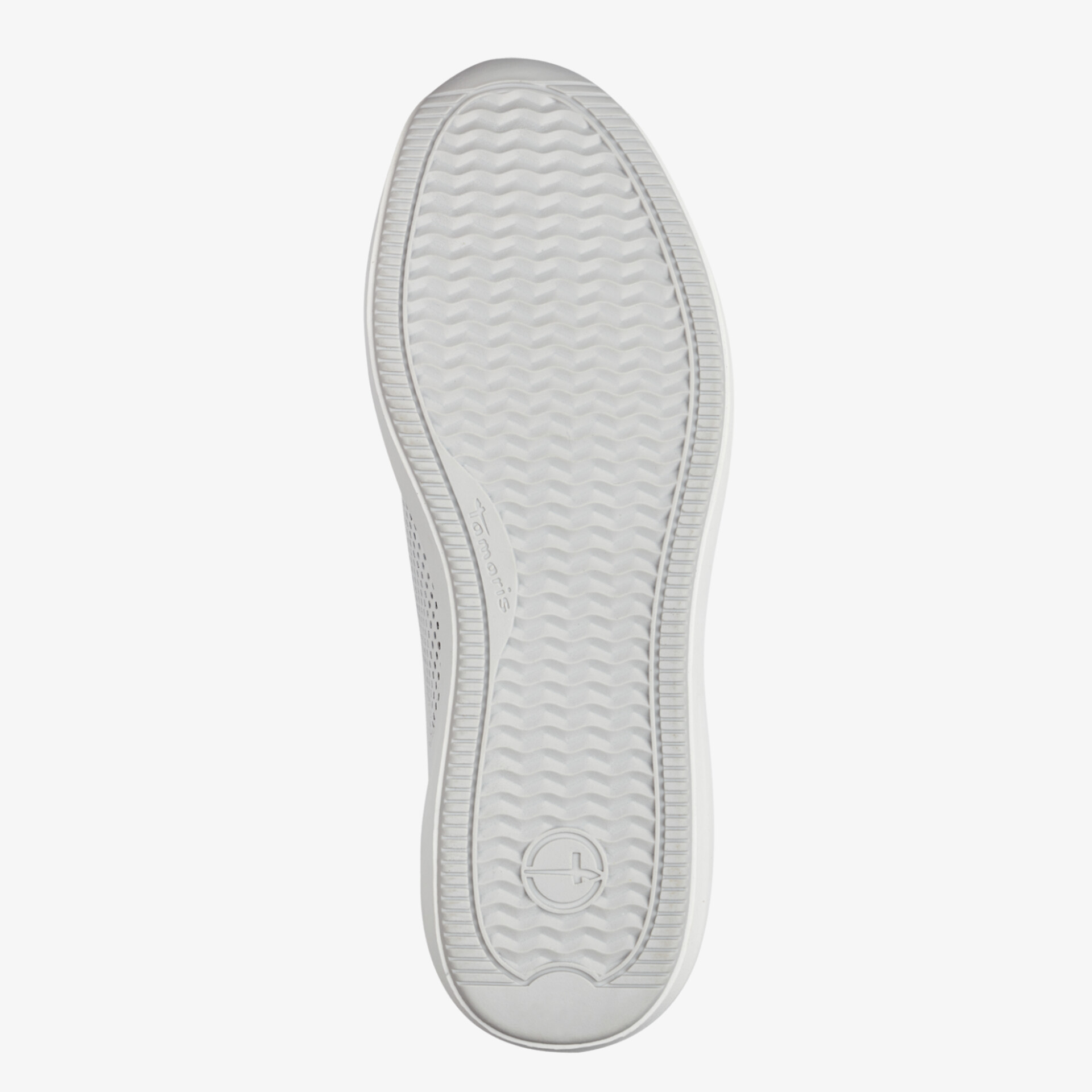 Weiße Schuhsohle mit rutschfester und langlebiger Struktur für optimalen Halt und hohen Tragekomfort