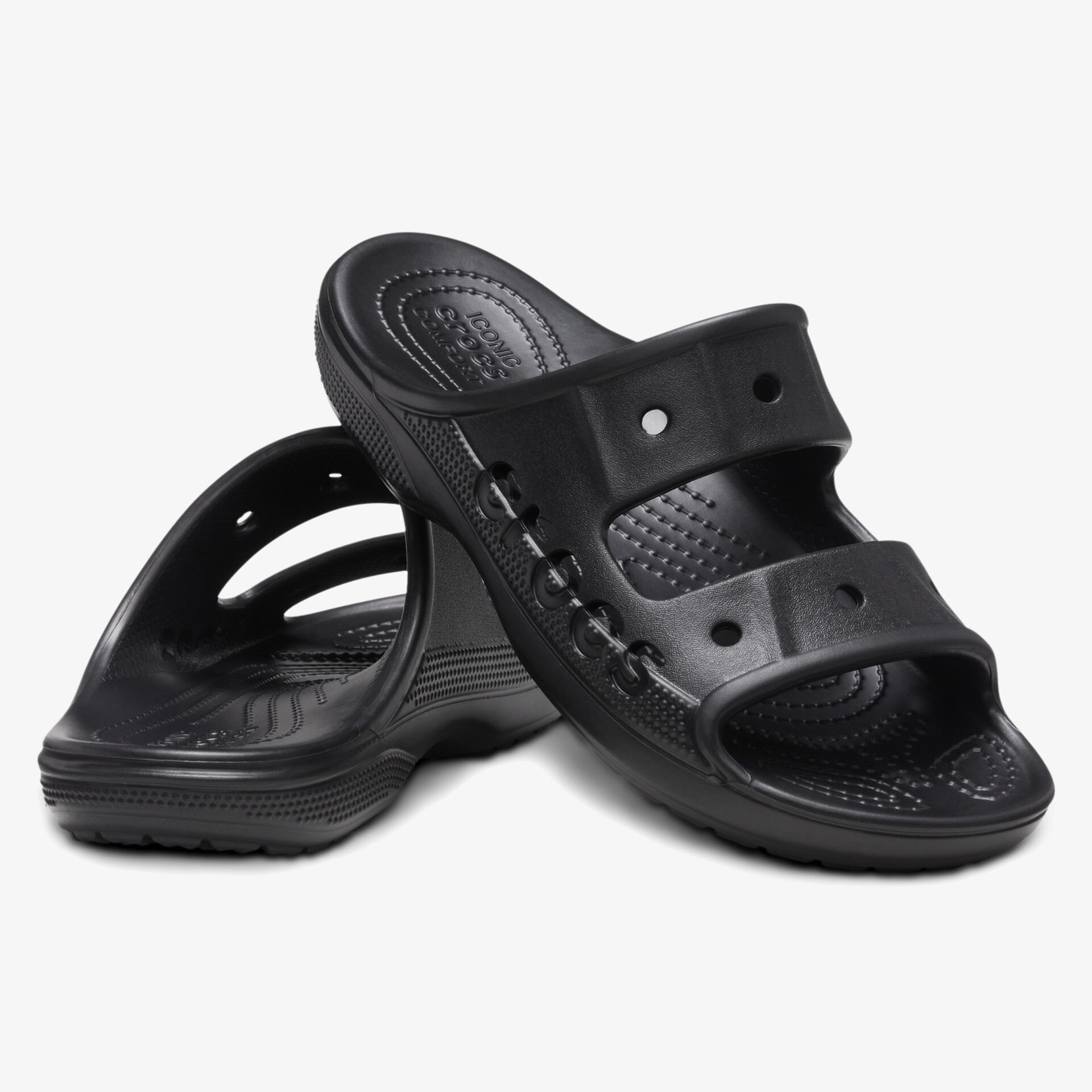 Bequeme und flexible schwarze Sandalen mit rutschfester Sohle und atmungsaktivem Obermaterial