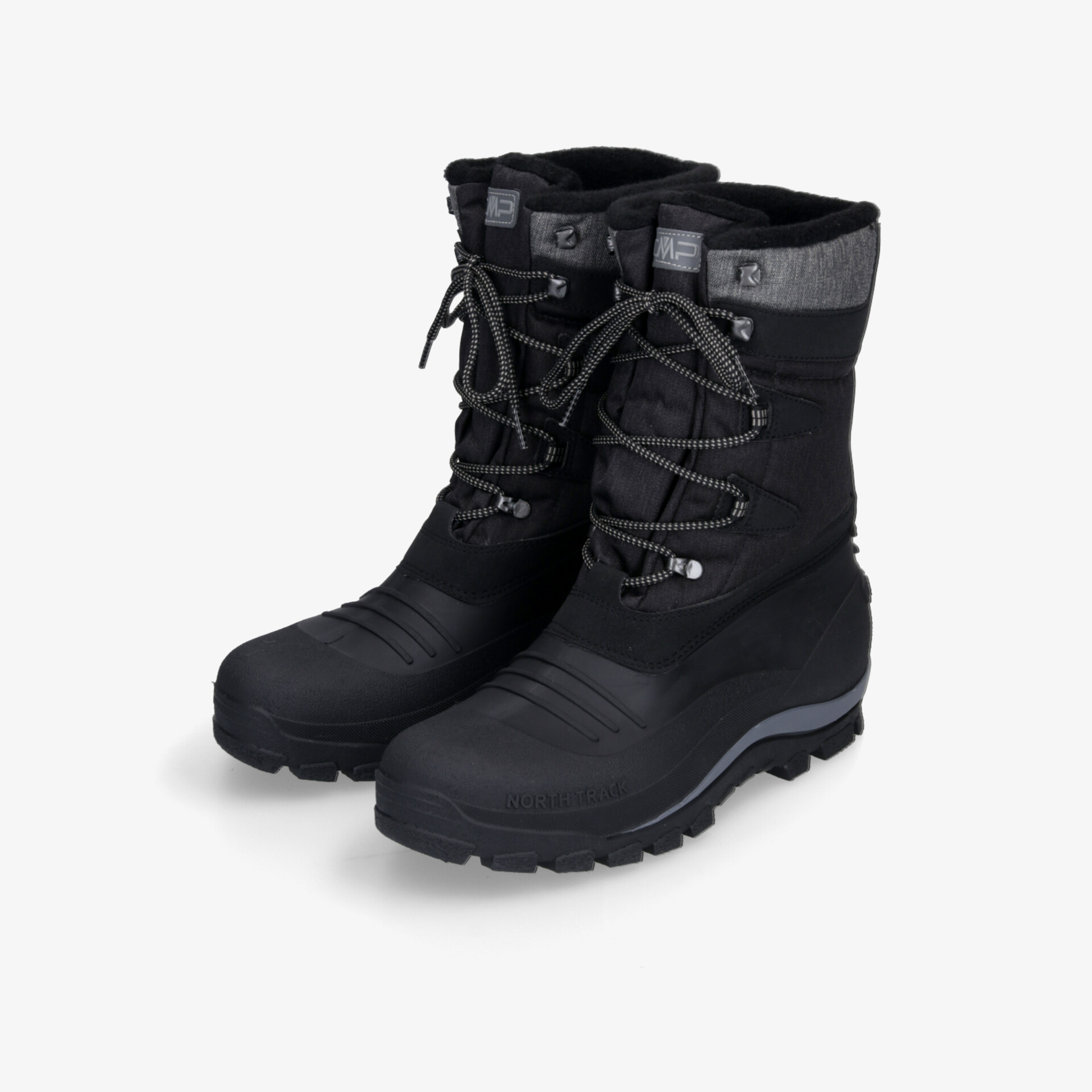 Wasserdichte, isolierte schwarze Winterstiefel mit robuster Sohle und schnittigem Design für optimalen Komfort.
