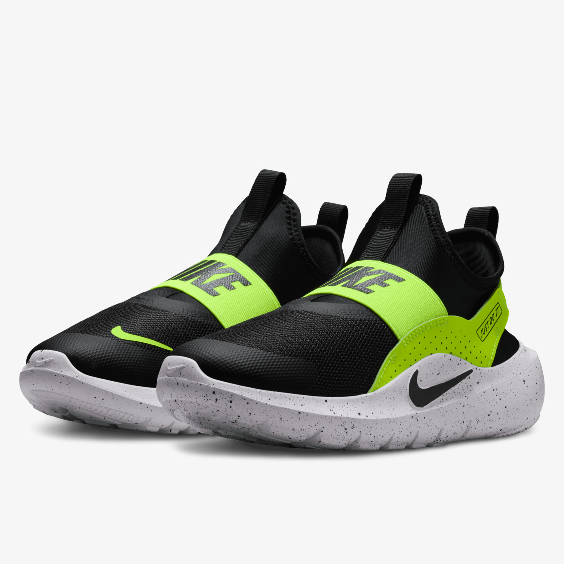 Schwarzer und neongrüner Sportschuh mit komfortabler Passform und rutschfester Sohle