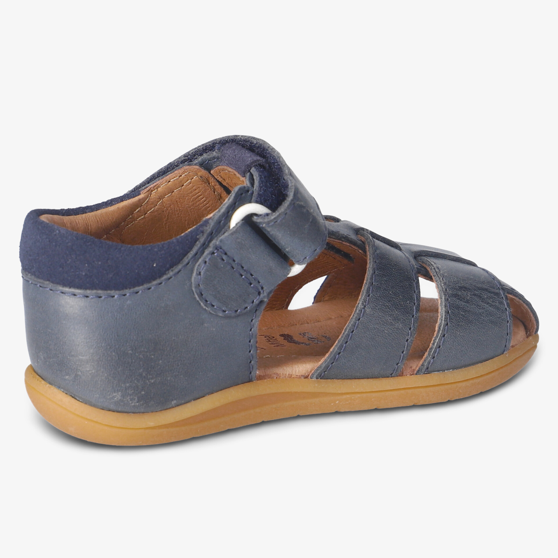Bequeme Kindersandale aus weichem Leder mit rutschfester Gummisohle und verstellbarem Klettverschluss