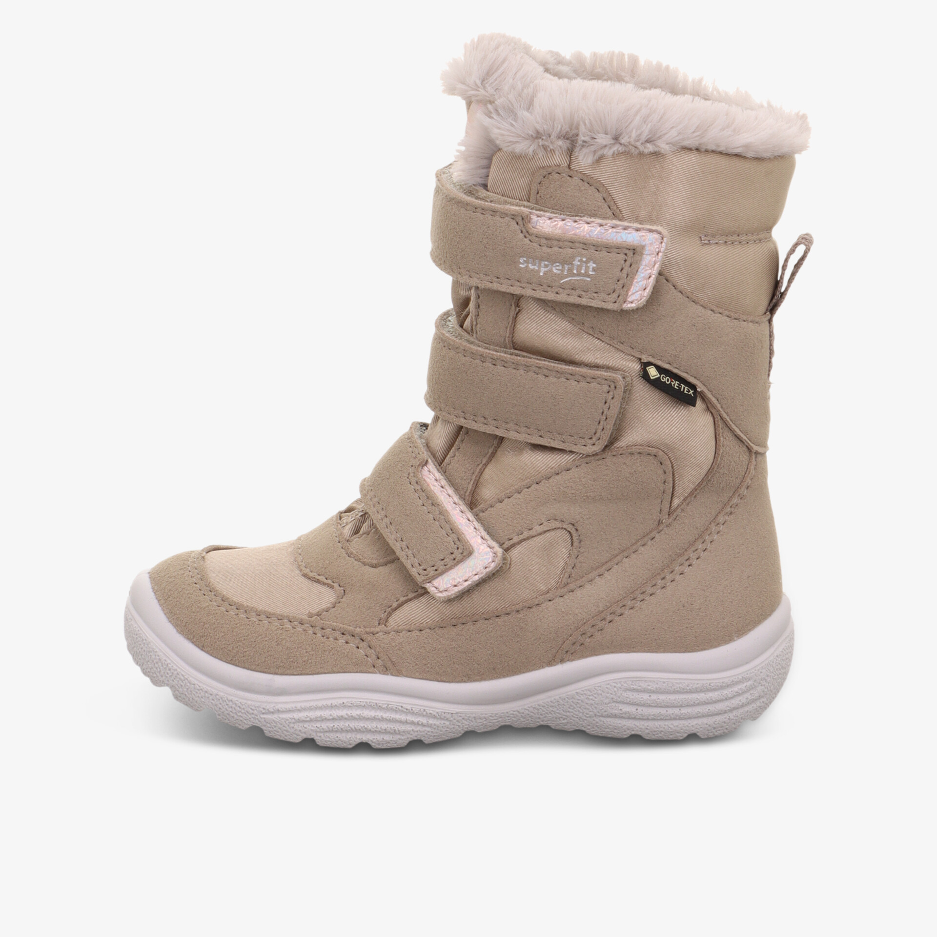 Warmer Winterstiefel mit wasserabweisendem Material, rutschfester Sohle und klettbarem Verschluss für sicheren Halt