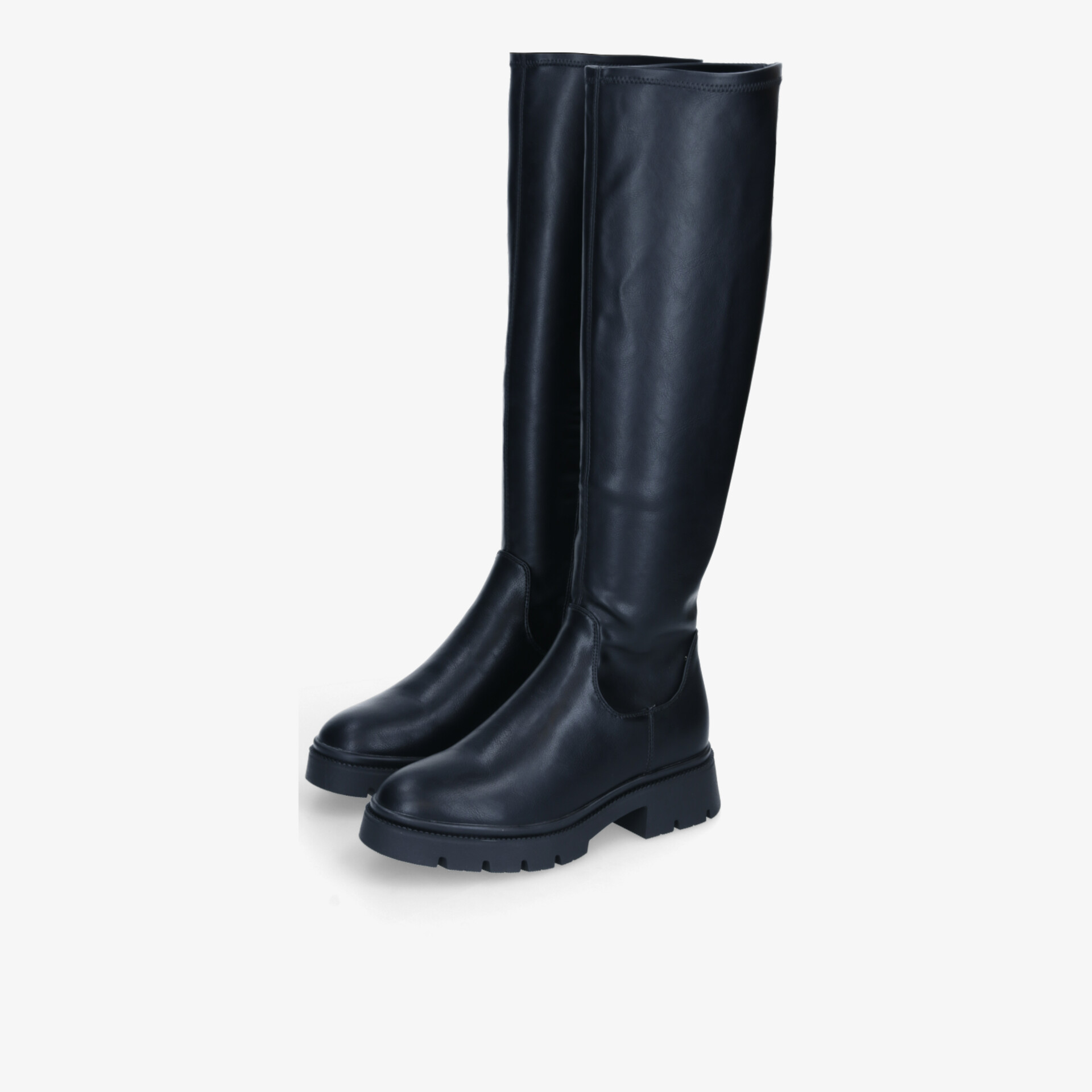 Elegantes Paar schwarze Stiefel mit robustem Absatz und hochwertigem Leder, bequem und langlebig gefertigt