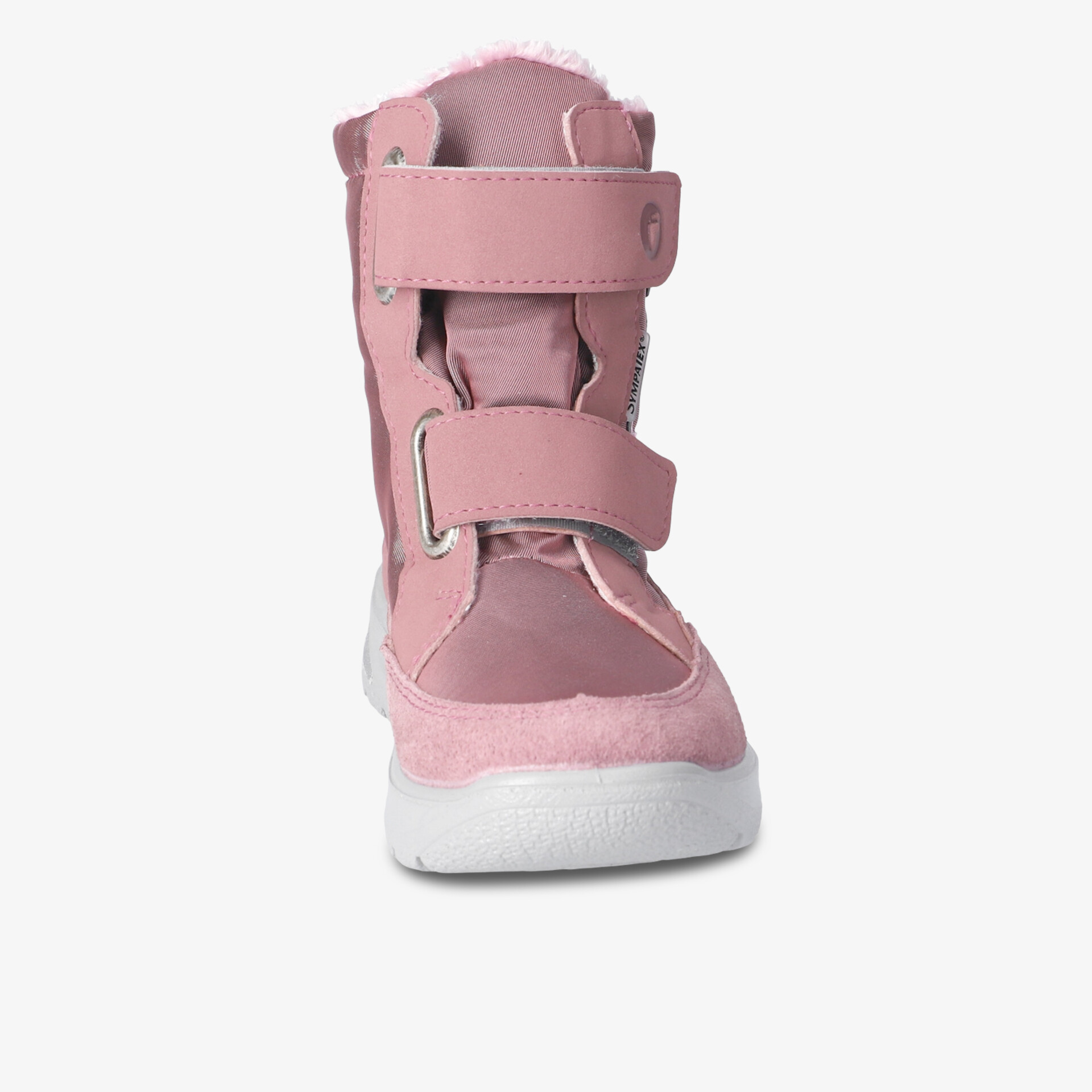 Robuster Schuh mit bequemen Klettverschlüssen und stabiler, profilierter Sohle in Frontansicht