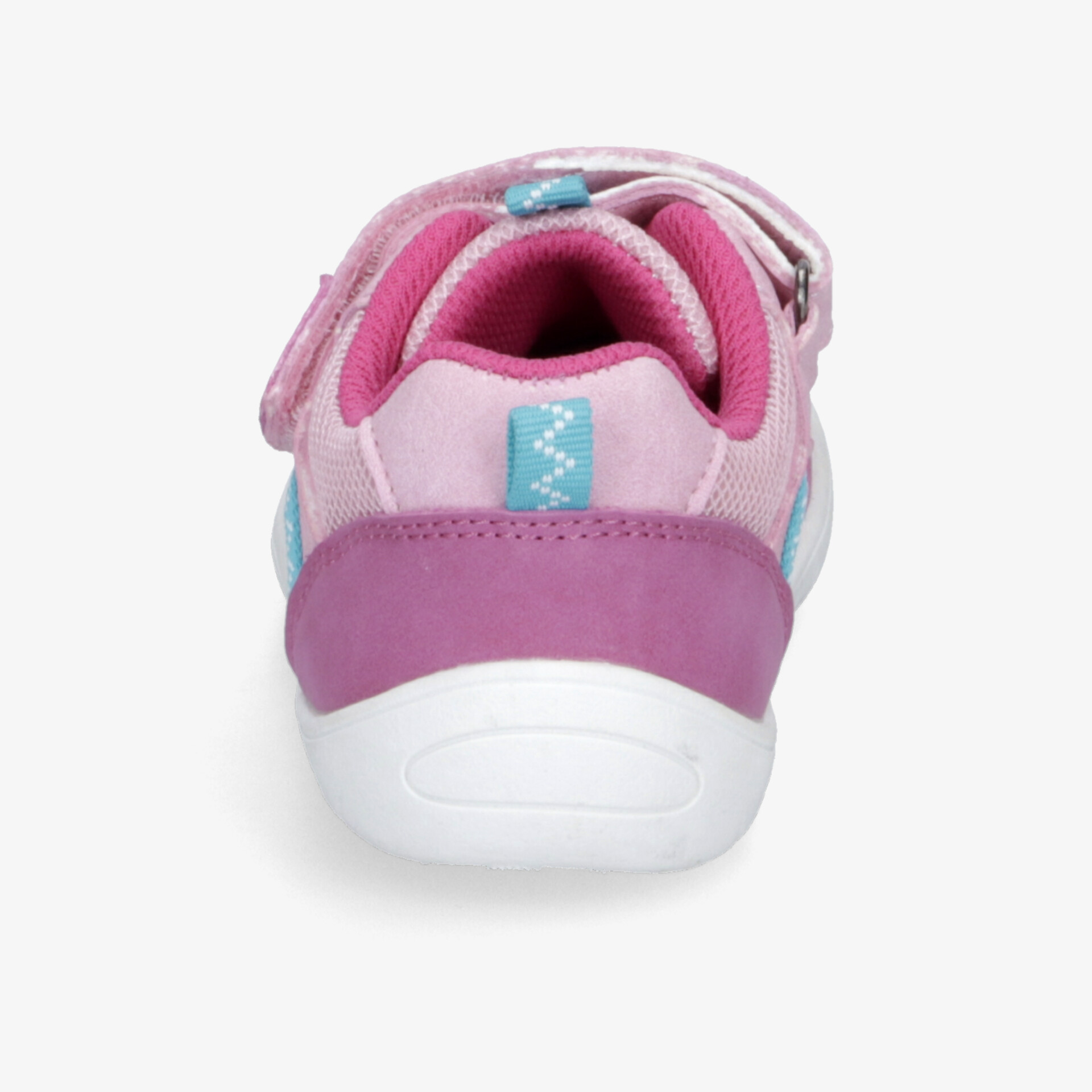 Rückansicht eines Sportschuhs mit weichem Material und verstellbarem Klettverschluss für optimalen Halt