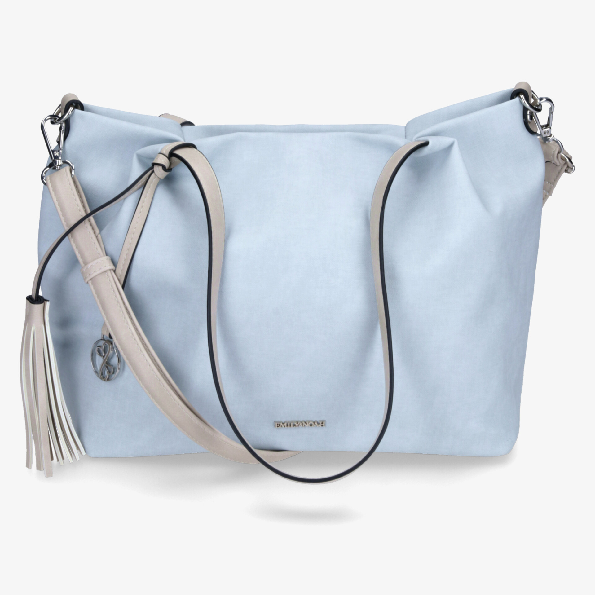 Elegante hellblaue Tasche mit verstellbaren Trägern und modischem Design, ideal für jeden Anlass.