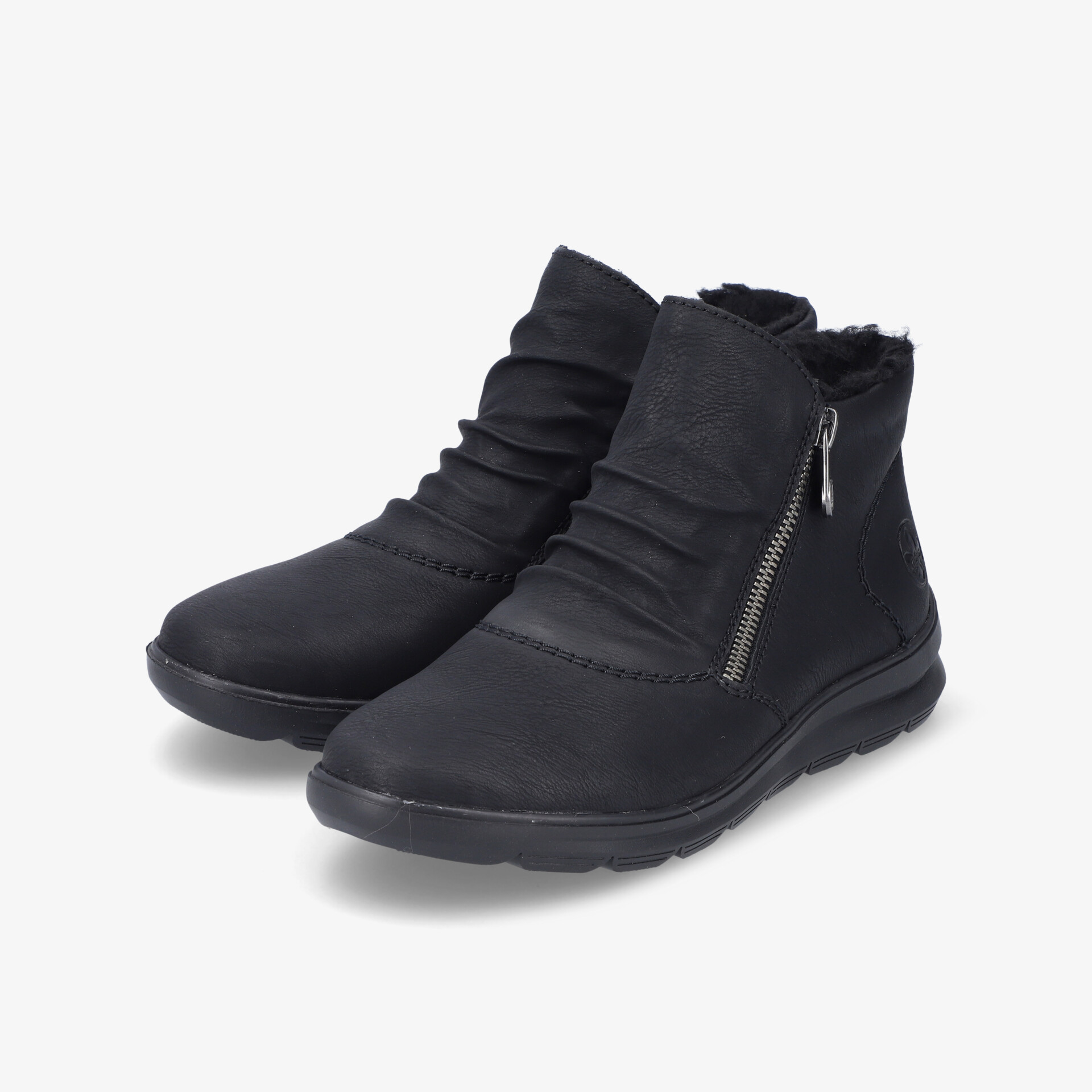 Schwarze Freizeitschuhe mit flexiblem Laufsohle und Reißverschluss für einfachen Einstieg, weich gepolstert und rutschfest