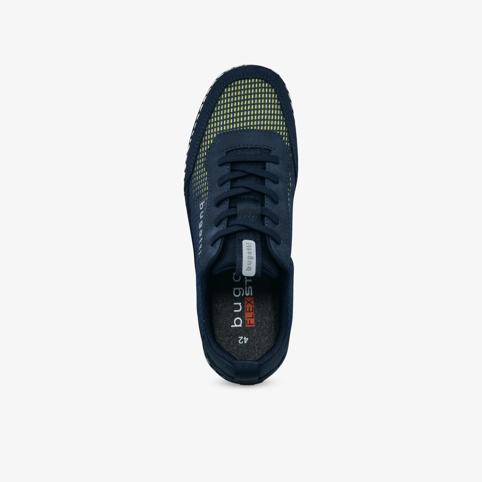 Schwarzer Sneaker in Draufsicht mit atmungsaktivem Material und robusten Schnürsenkeln, idealer Komfort und flexibles Design