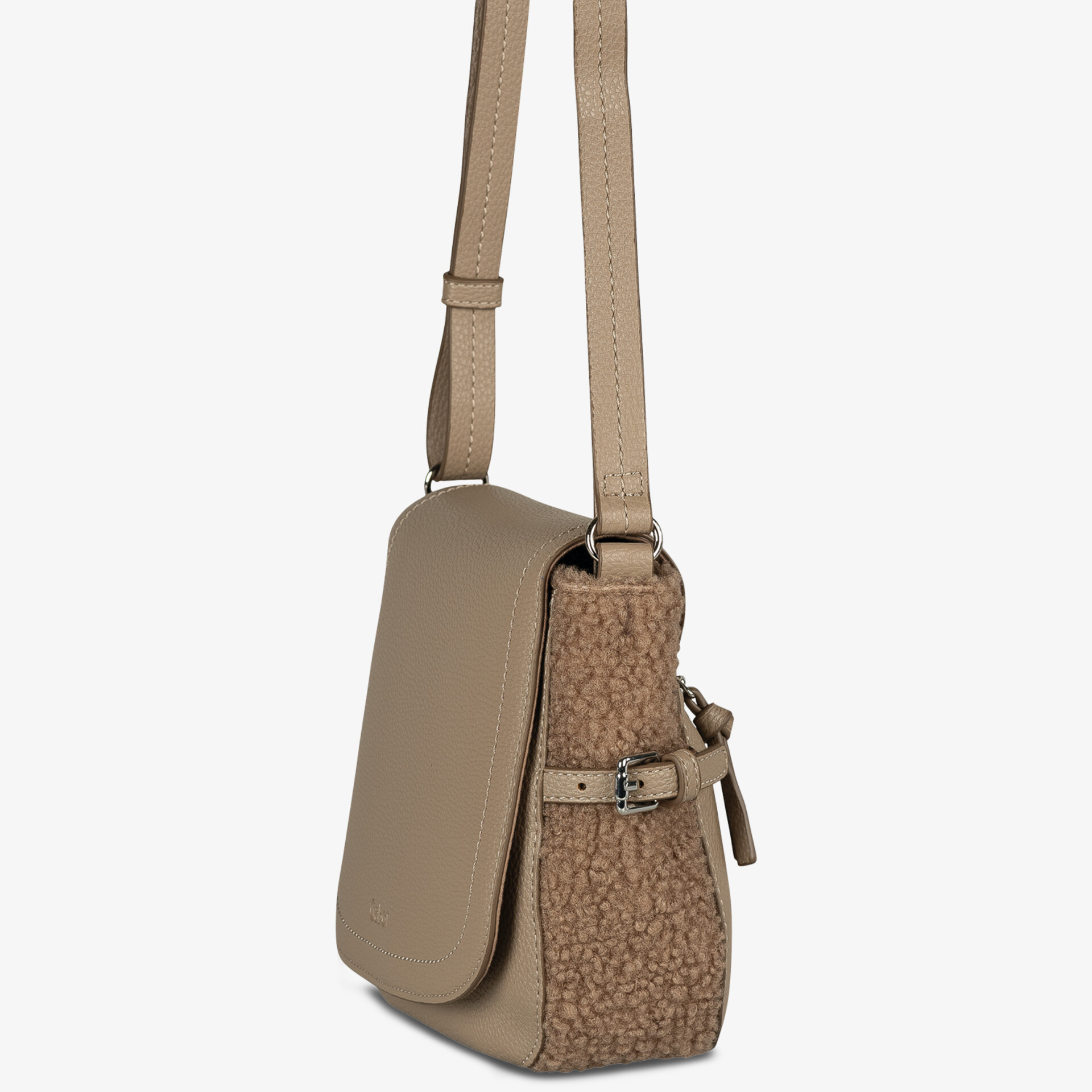 Beige Schultertasche mit klarem, schlichtem Design und verstellbarem Riemen, praktische Alltagstasche