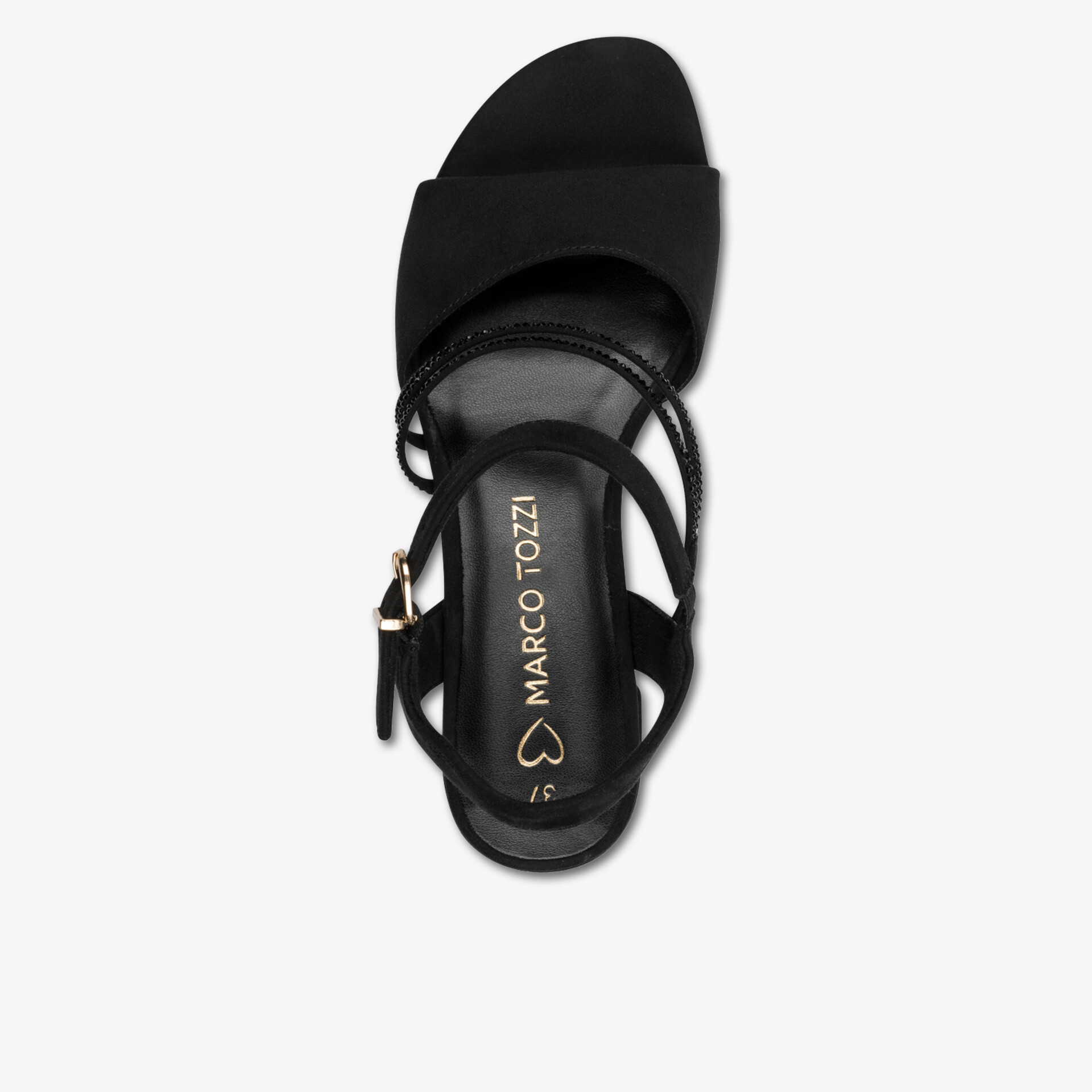 Schwarze Sandale mit dünnen Riemchen, bequem und elegant, perfekte Sommerschuhwahl