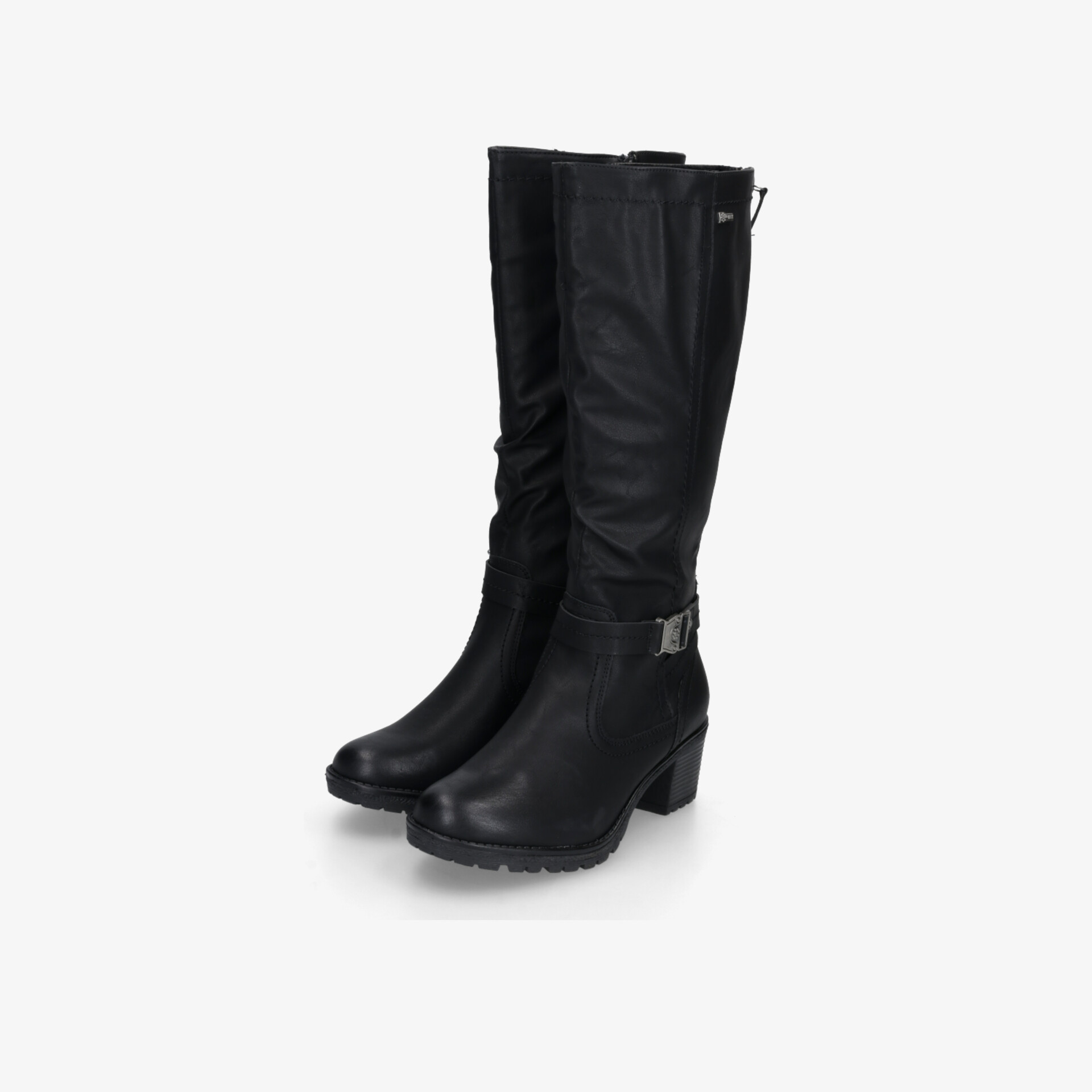 Elegante schwarze Stiefel mit hohem Blockabsatz und knielangem Schaft für komfortablen Halt und stilvolles Tragen