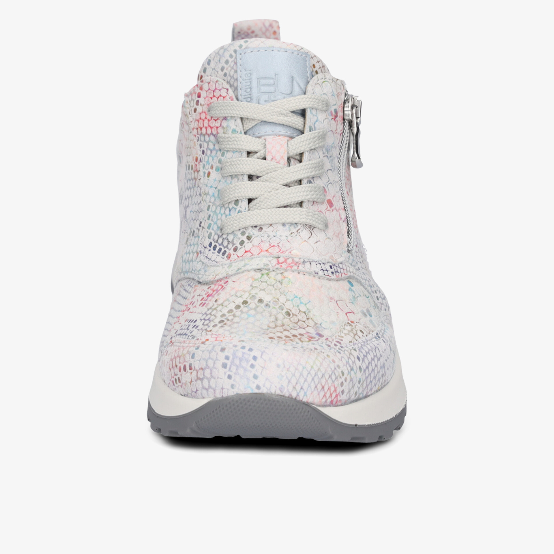 Vorderansicht sportlicher Sneaker mit bunten Details und komfortabler Sohle