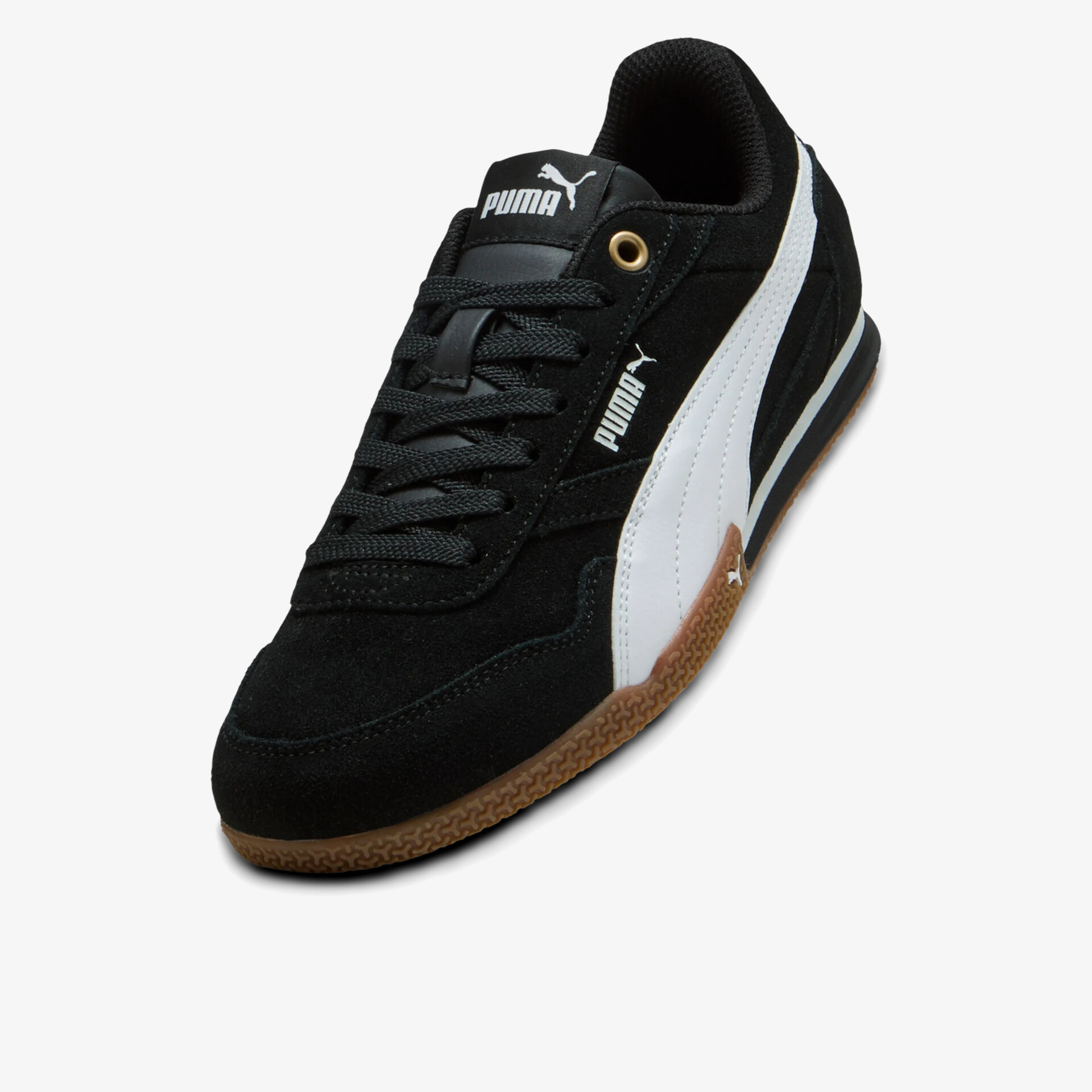 Sportlicher Sneaker mit robustem Wildleder und rutschfester Gummisohle in Schwarz und Weiß