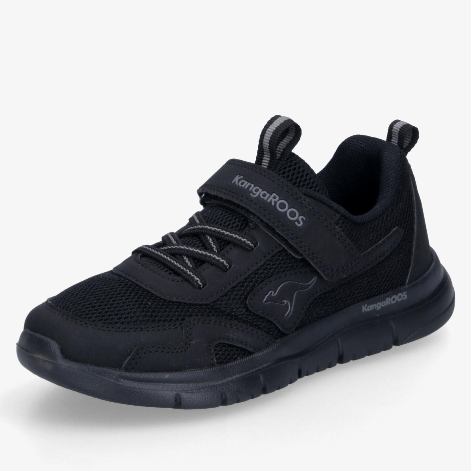 Schwarzer leichter Sportschuh mit atmungsaktivem Material, rutschfester Sohle und flexiblem Komfort